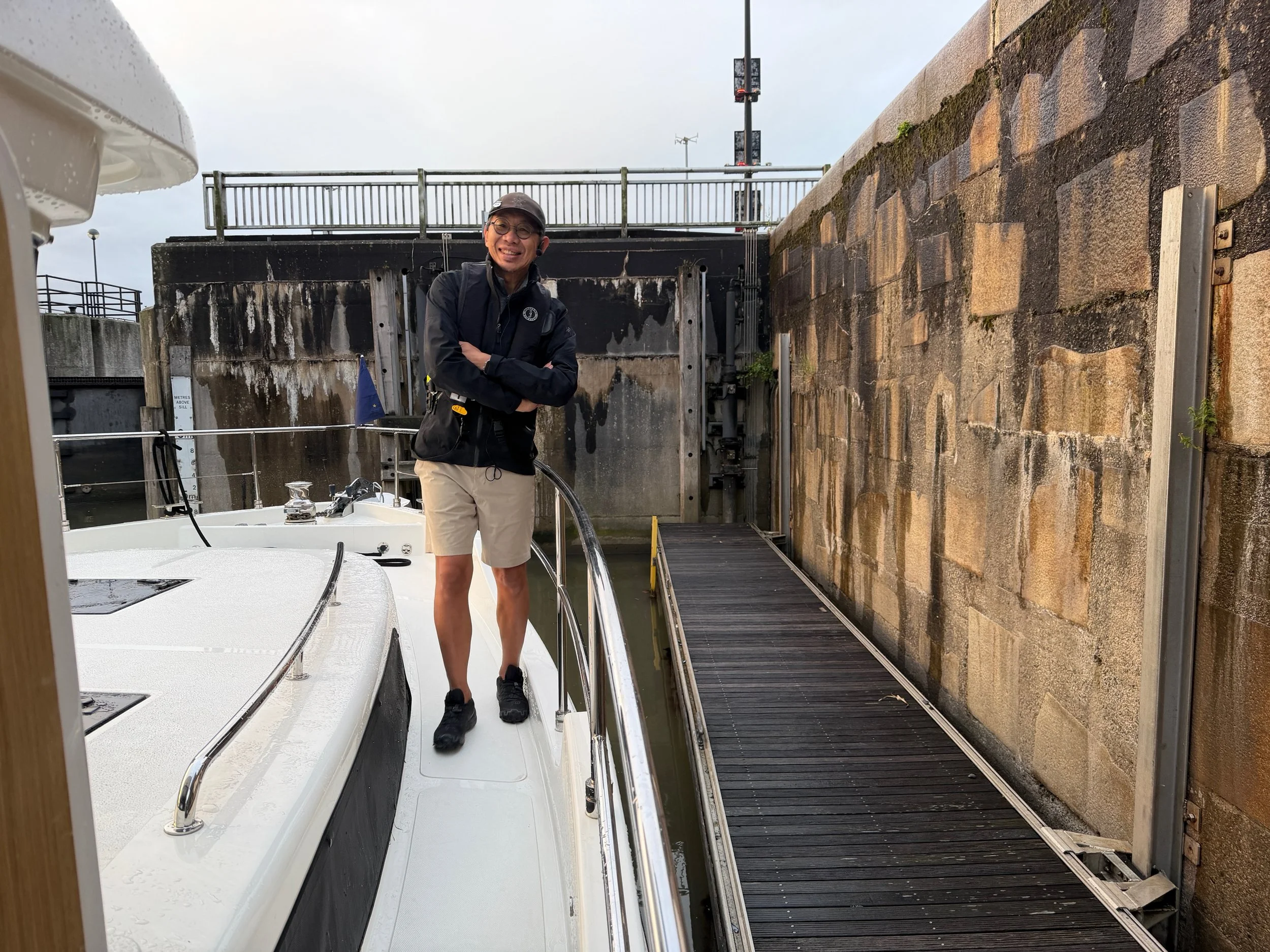   Locking out of Liverpool Marina into the Mersey River at last!  