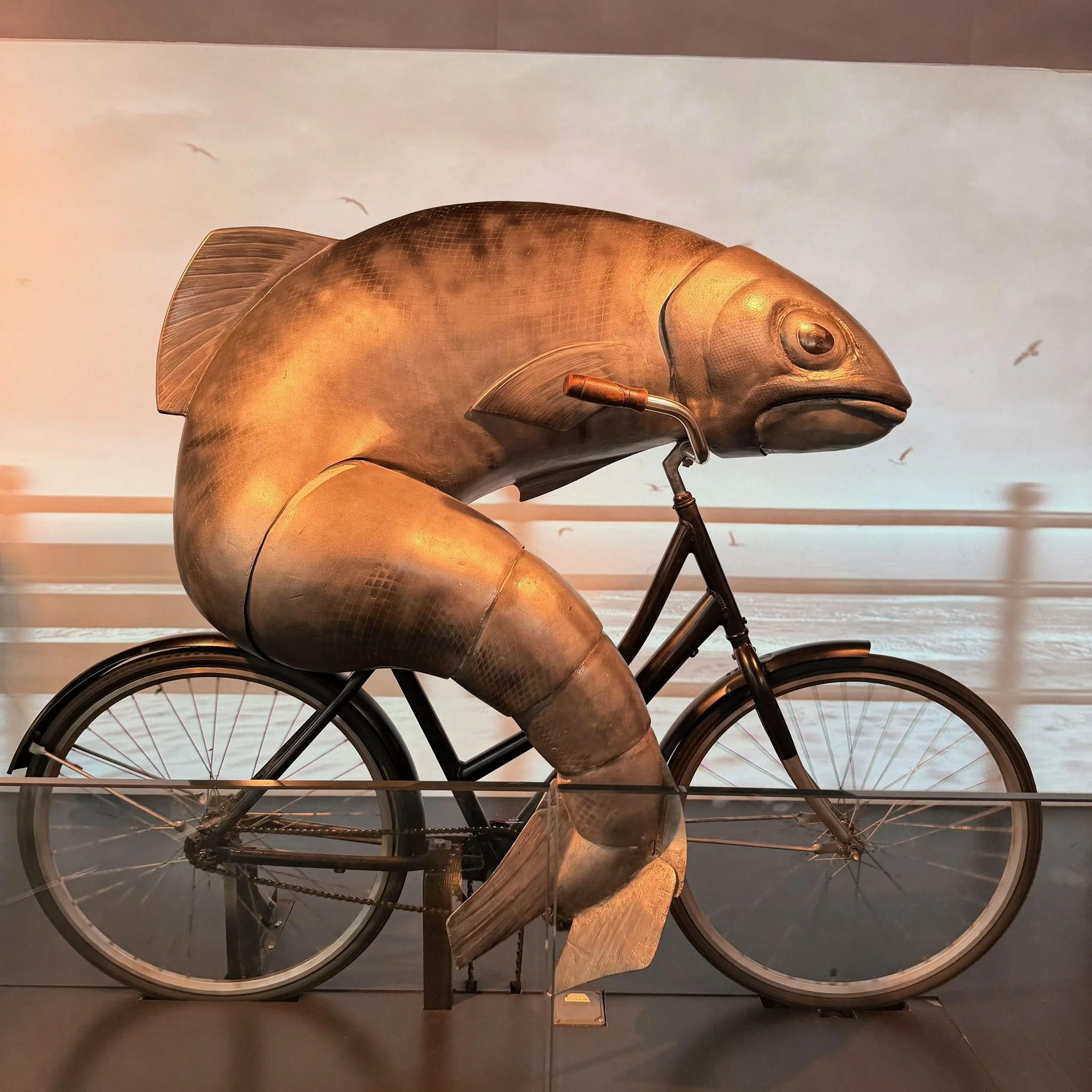   Guinness advertising through the ages includes a working model of a fish riding a bicycle.  