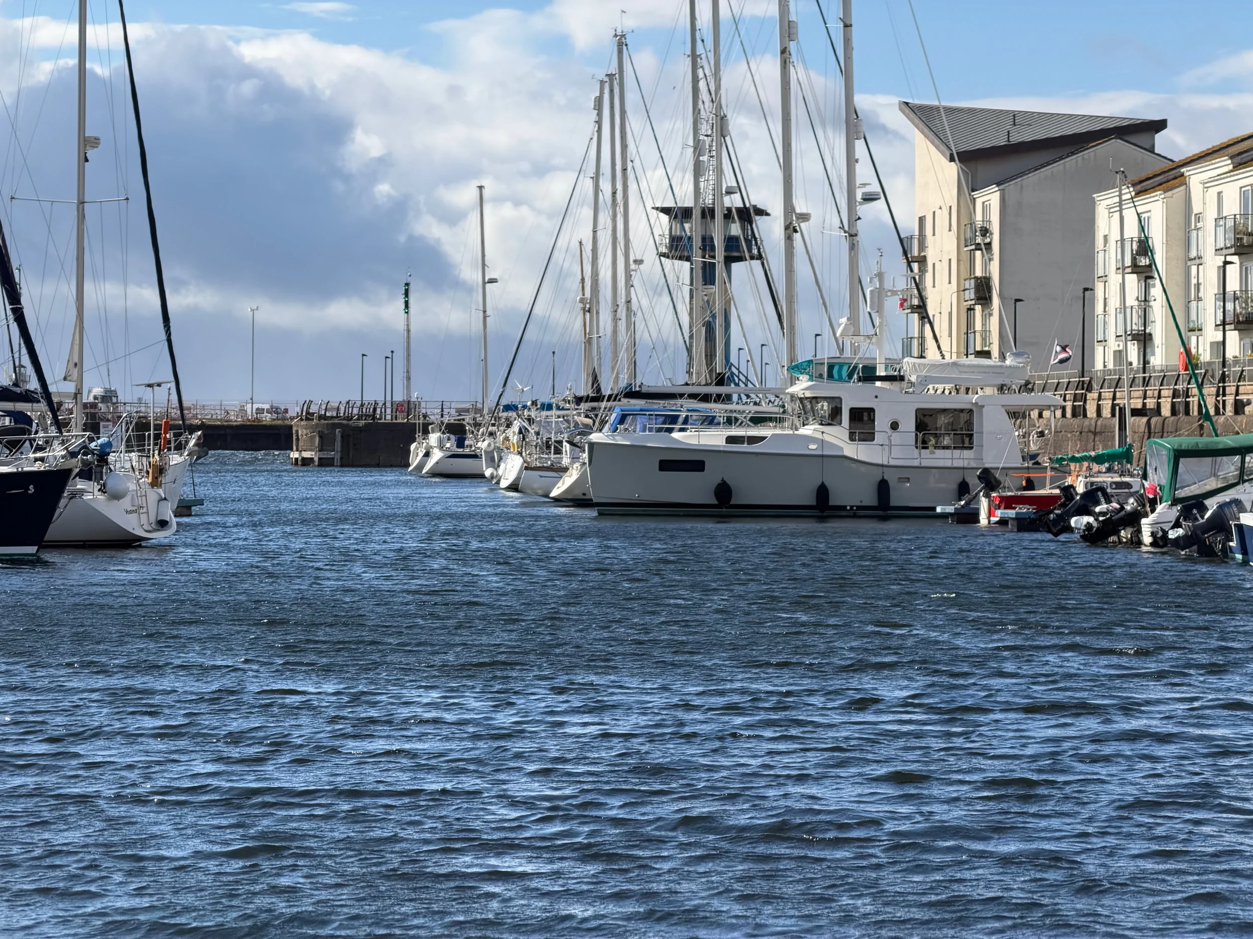   Clyde Marina, Ardrossan, Scotland.  Glad to be inside the harbor, its very windy!  