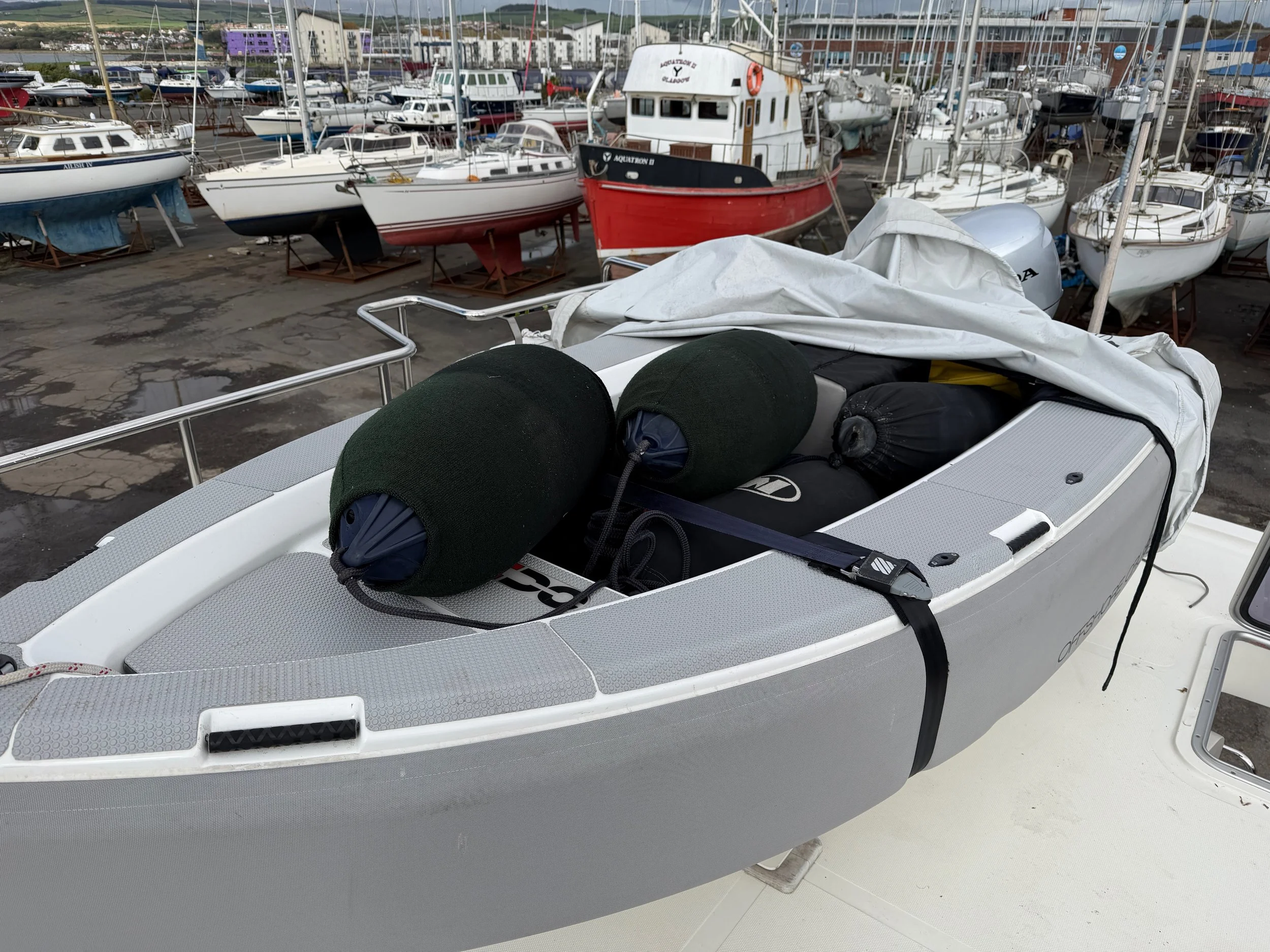   The dinghy makes a great storage locker  