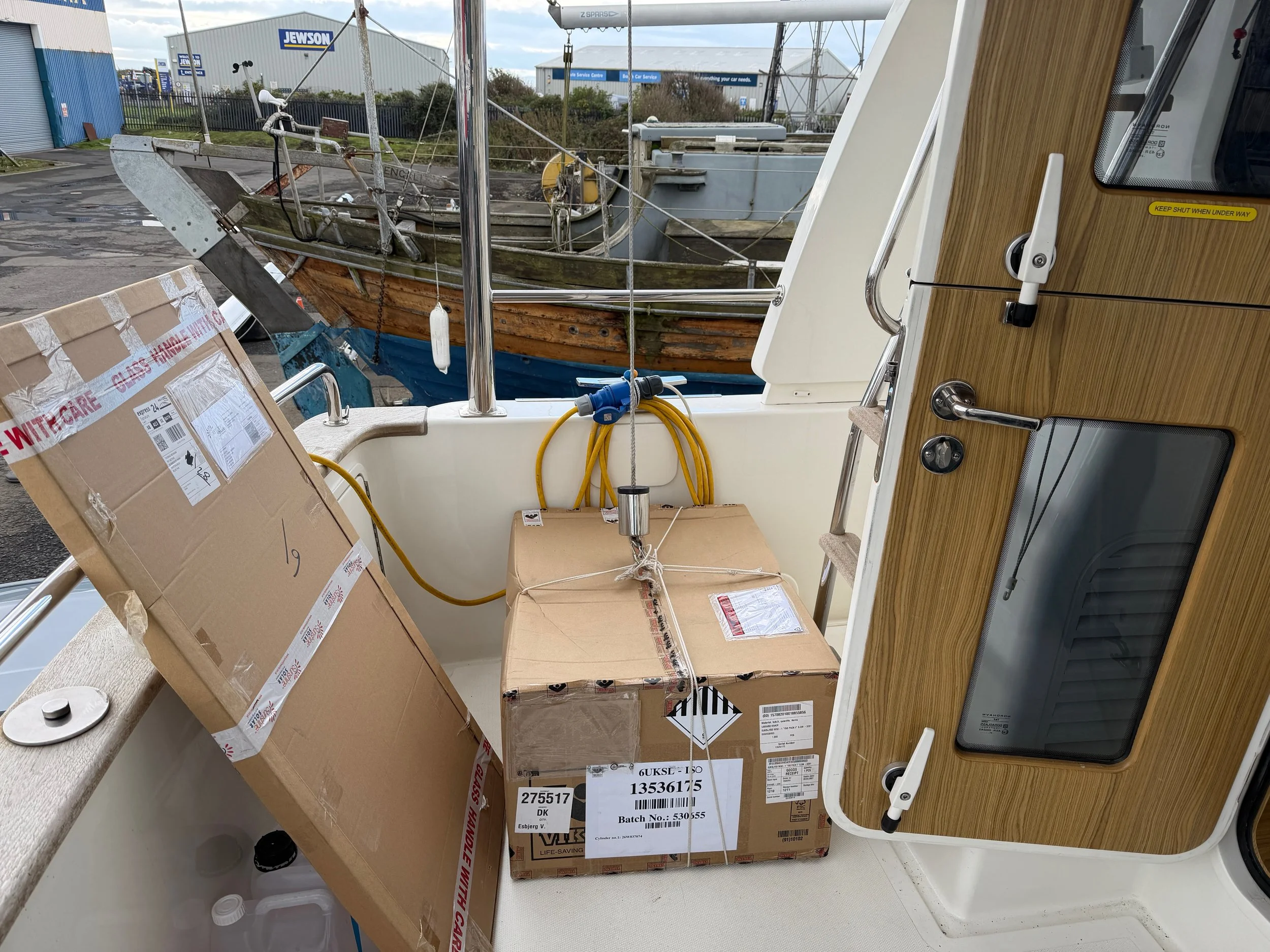   Solar panel and raft aboard!  