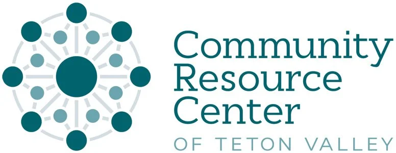 White background with the logo for the Community Resource Center of Teton Valley. Diane Green Design donates 5% of design and SEO income to this nonprofit.
