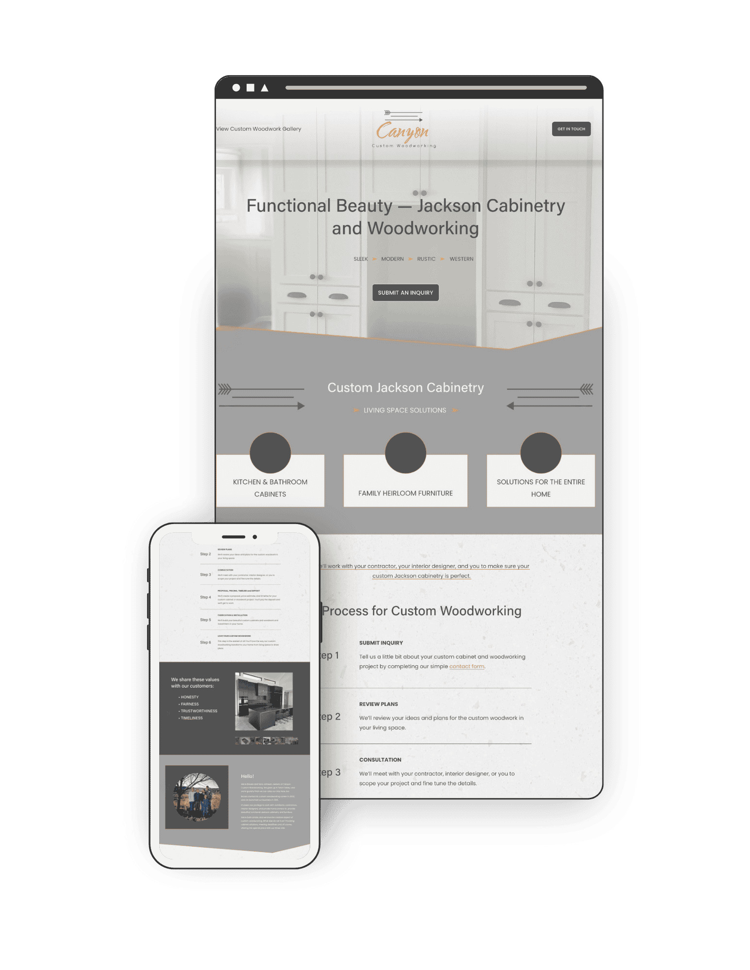 Canyon Custom Woodworking — Website for Craftsman