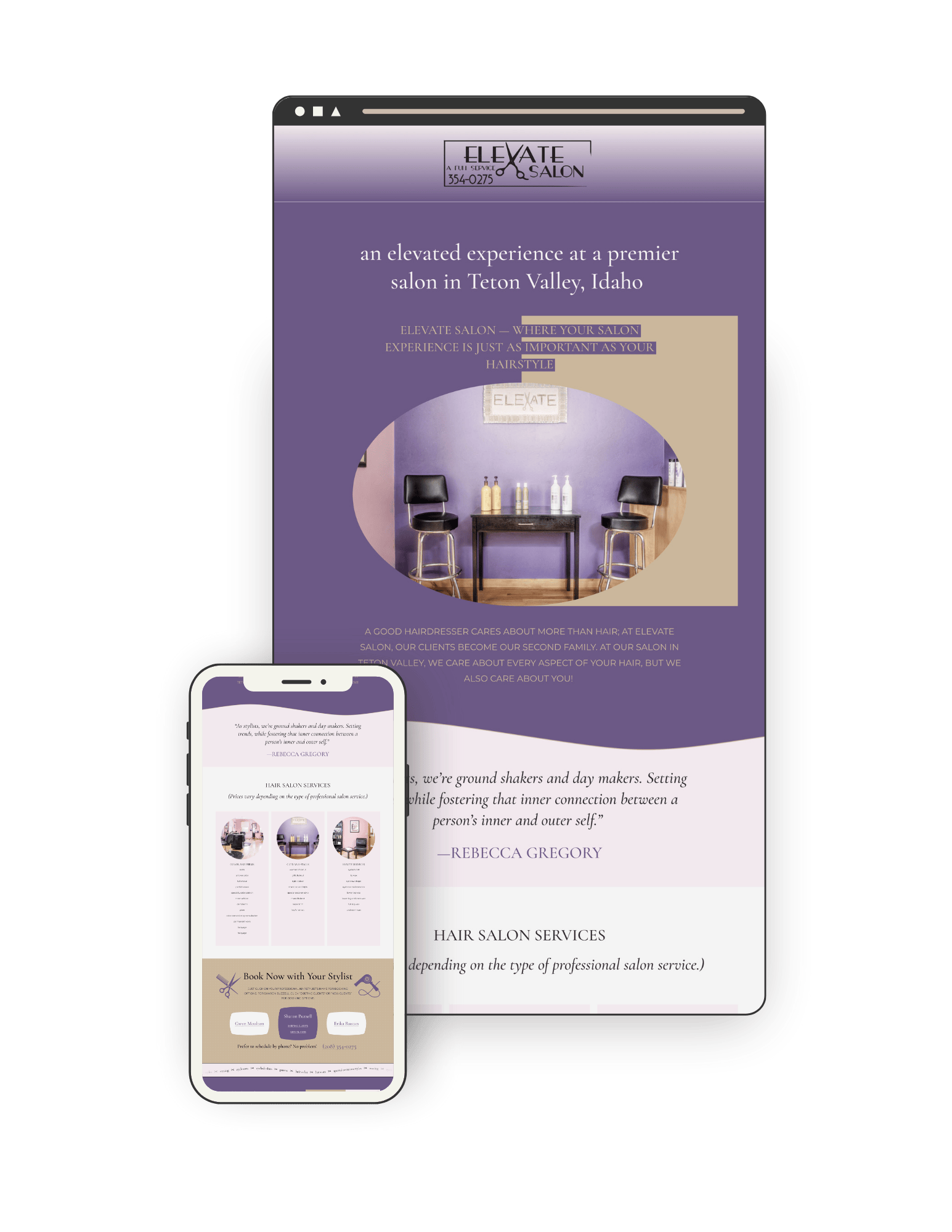 Elevate Salon — Website for Hair Salon