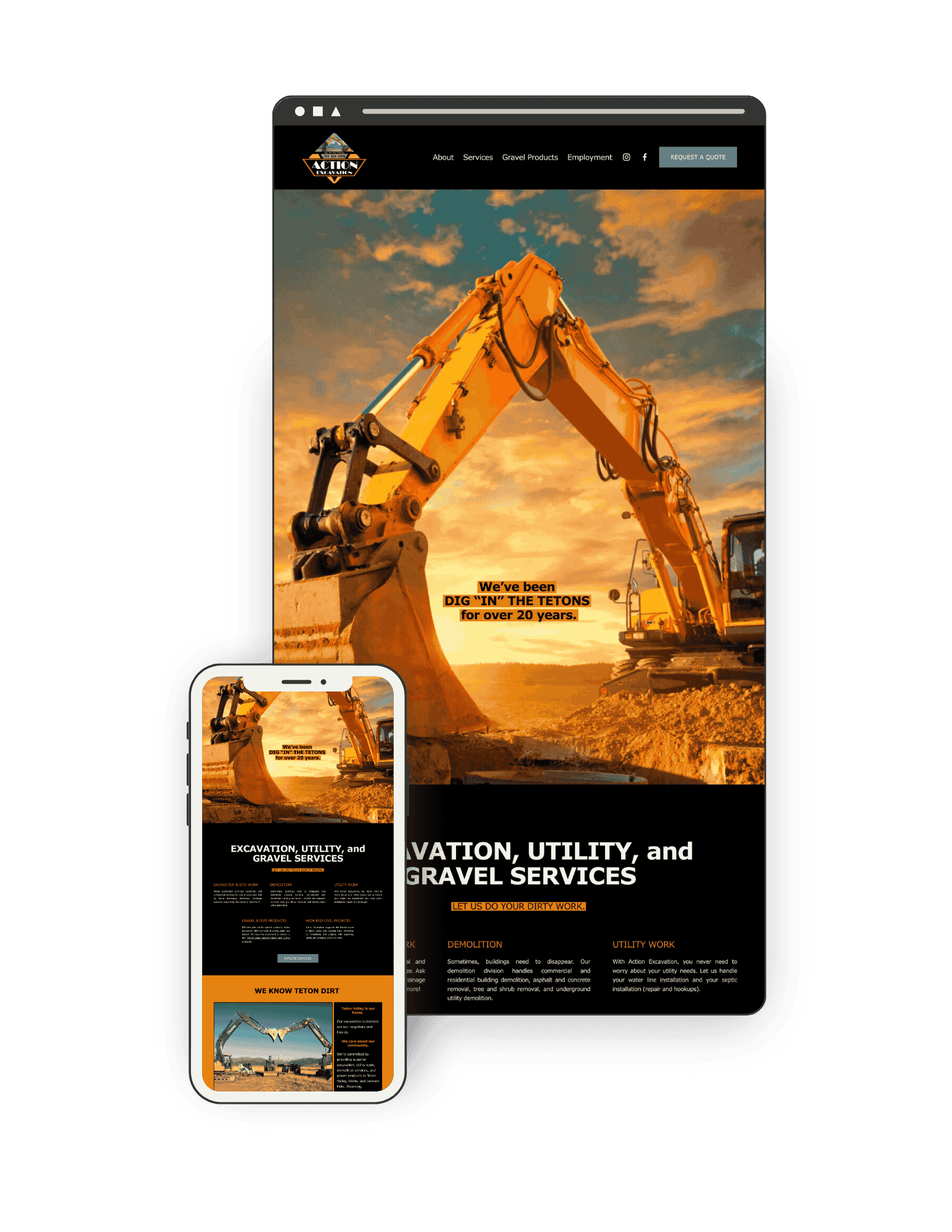 Website for an excavation company.