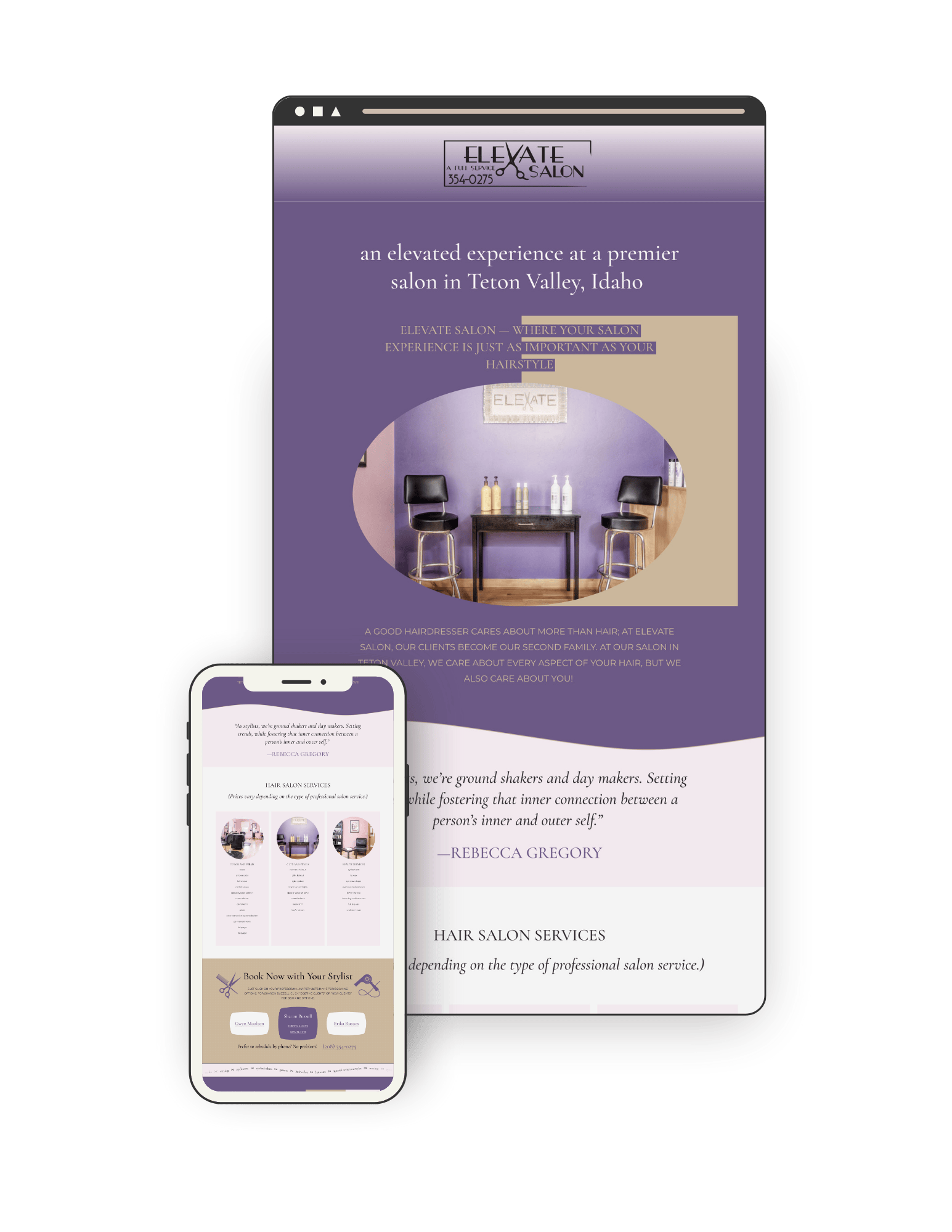 Website for hair salon.