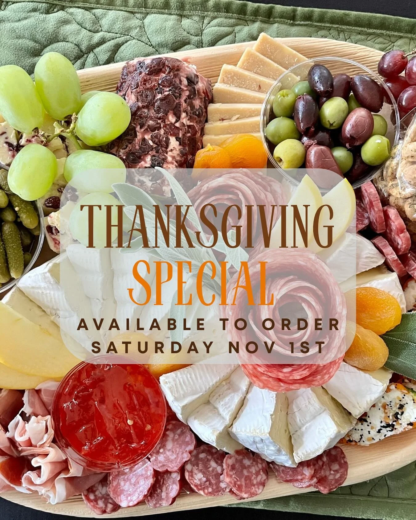 Can you believe that Friday is the last day of October????? 

Saturday at 9am sharp my Thanksgiving special will be available to order. This year I&rsquo;m just offering one special-order more if you have a bigger crowd!

#thanksgiving #appetizers #c