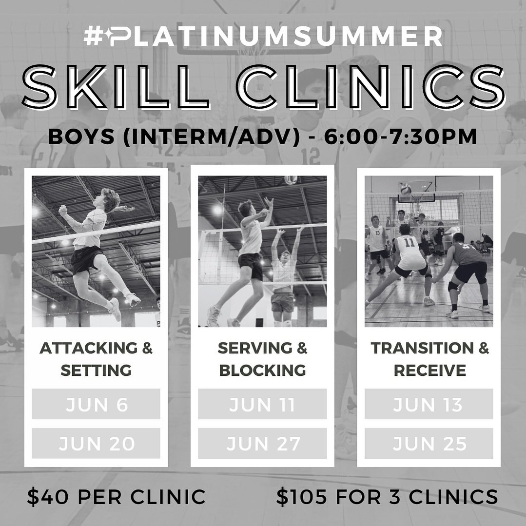 ✨ #PlatinumSummer Boys Skill Clinics 💪🏽
We&rsquo;re excited to work with boys this summer to prep them for club season and next year&rsquo;s school season 😎 REGISTRATION IS OPEN! 📋

At Platinum, we&rsquo;re offering 3 different types of skill cli