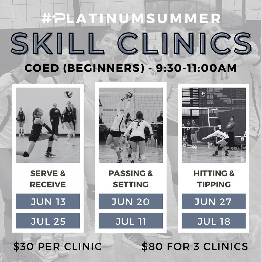 ✨ #PlatinumSummer Coed Beginner Skill Clinics 💪🏽
We&rsquo;ve got beginner skills clinics planned this summer as well!! Highly recommended for athletes who have not played on a school or club team, who want to build solid fundamental skills. 😎 REGI