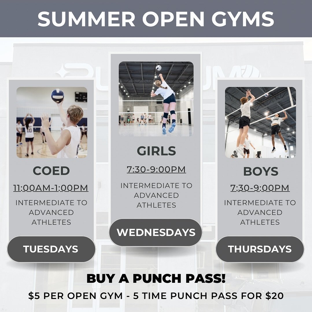 🕶️ Back with another #PlatinumSummer update that everyone can get excited about! ✨

Starting June 4, all summer we will be hosting GIRLS, BOYS, &amp; COED youth open gyms! Several times a week we&rsquo;re opening up our doors for you to bring all yo