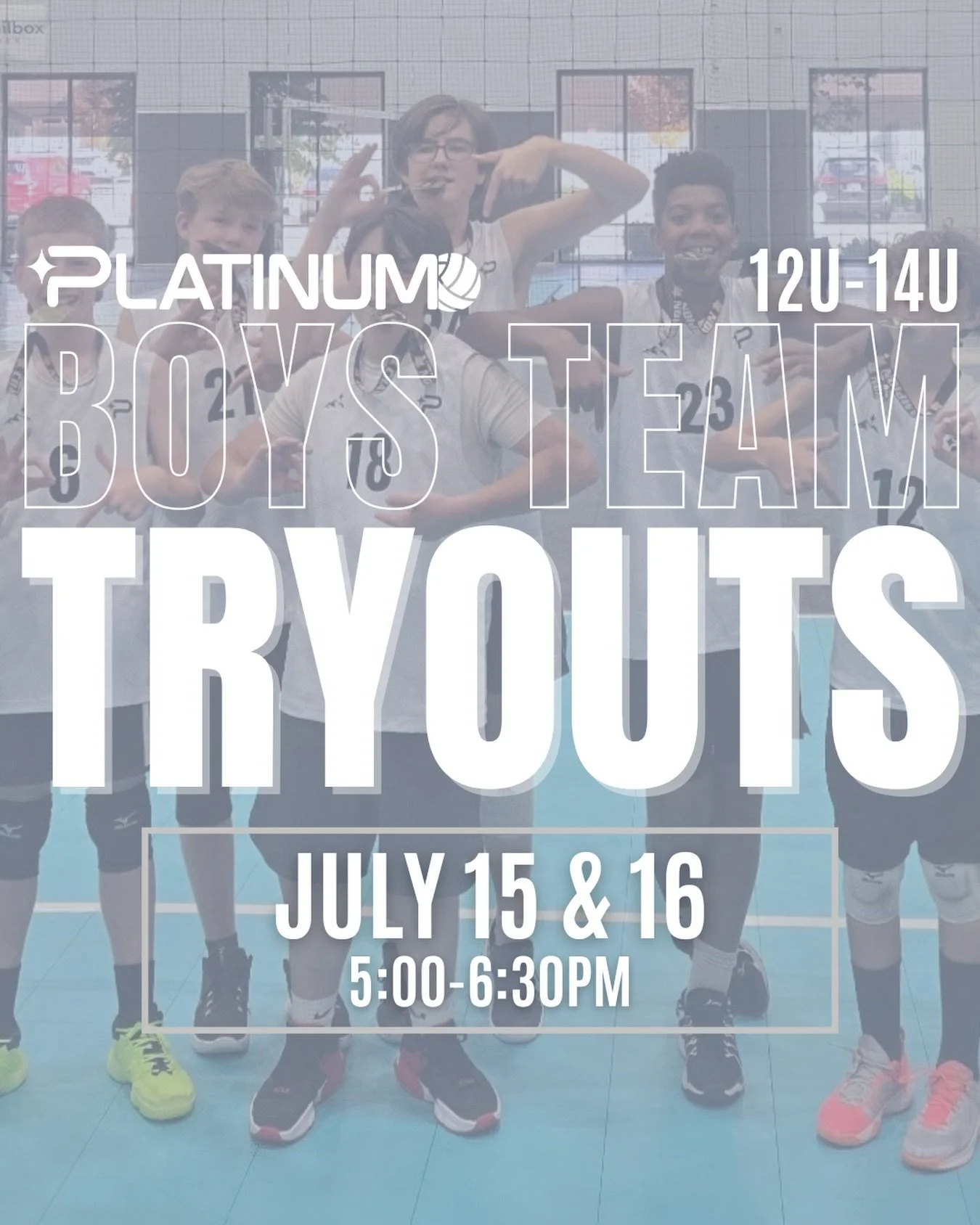 🏐 12U-14U Premier &amp; Club Tryouts
📅 July 15 &amp; 16
🕢 5:00-6:30pm
💰 $30 Registration Fee
📍 Platinum Volleyball
571 Deseret Drive #500, Kaysville

✨PARENT INFO MEETING: July 16 6:30-7:00pm ✨

Attend Boys Tryout Prep Clinic for FREE if registe