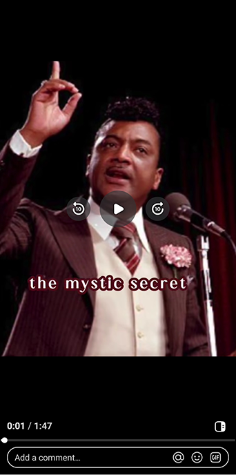 Image of short video of Rev. Ike reading the poem "Mastery" by Retsama