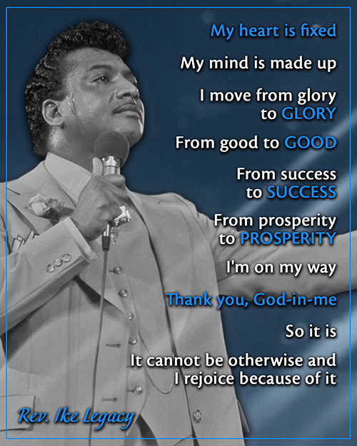 Image of Rev. Ike with affirmation text