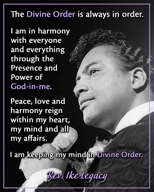 Image of Rev. Ike with affirmation text
