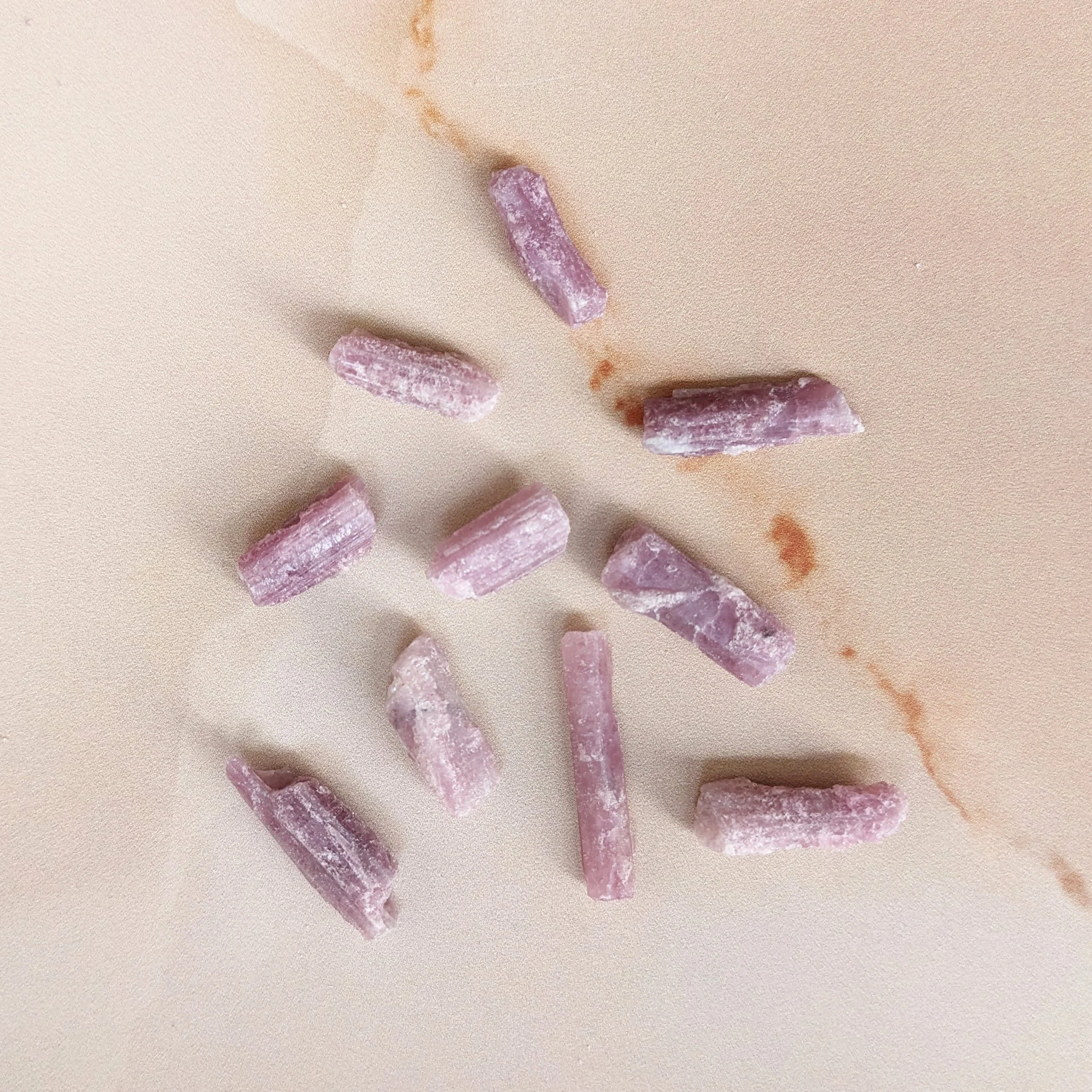 Pink tourmaline crystals.