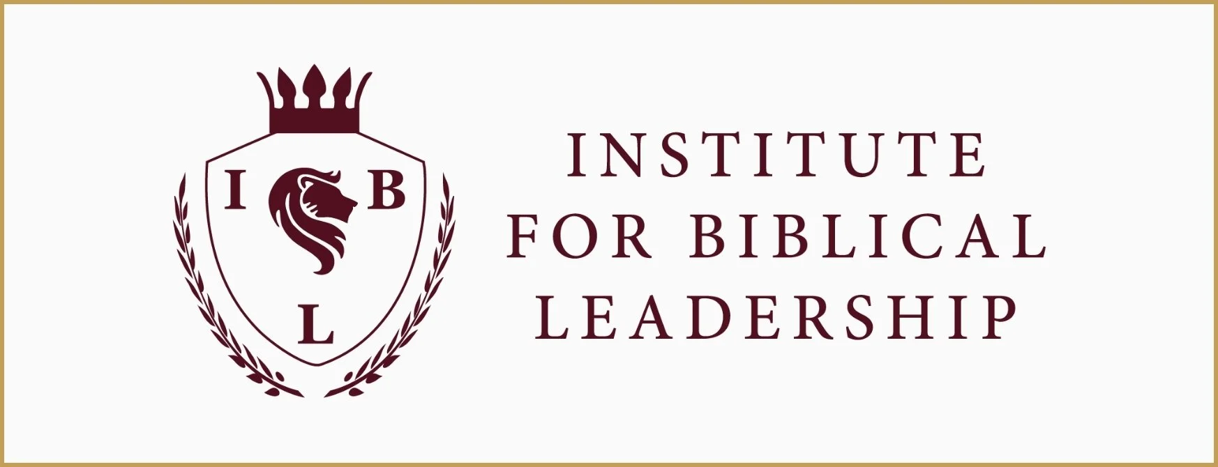 Institute for Biblical Leadership logo with a shield featuring a lion’s head, crown, and the initials “IBL,” with the institute’s name to the right.