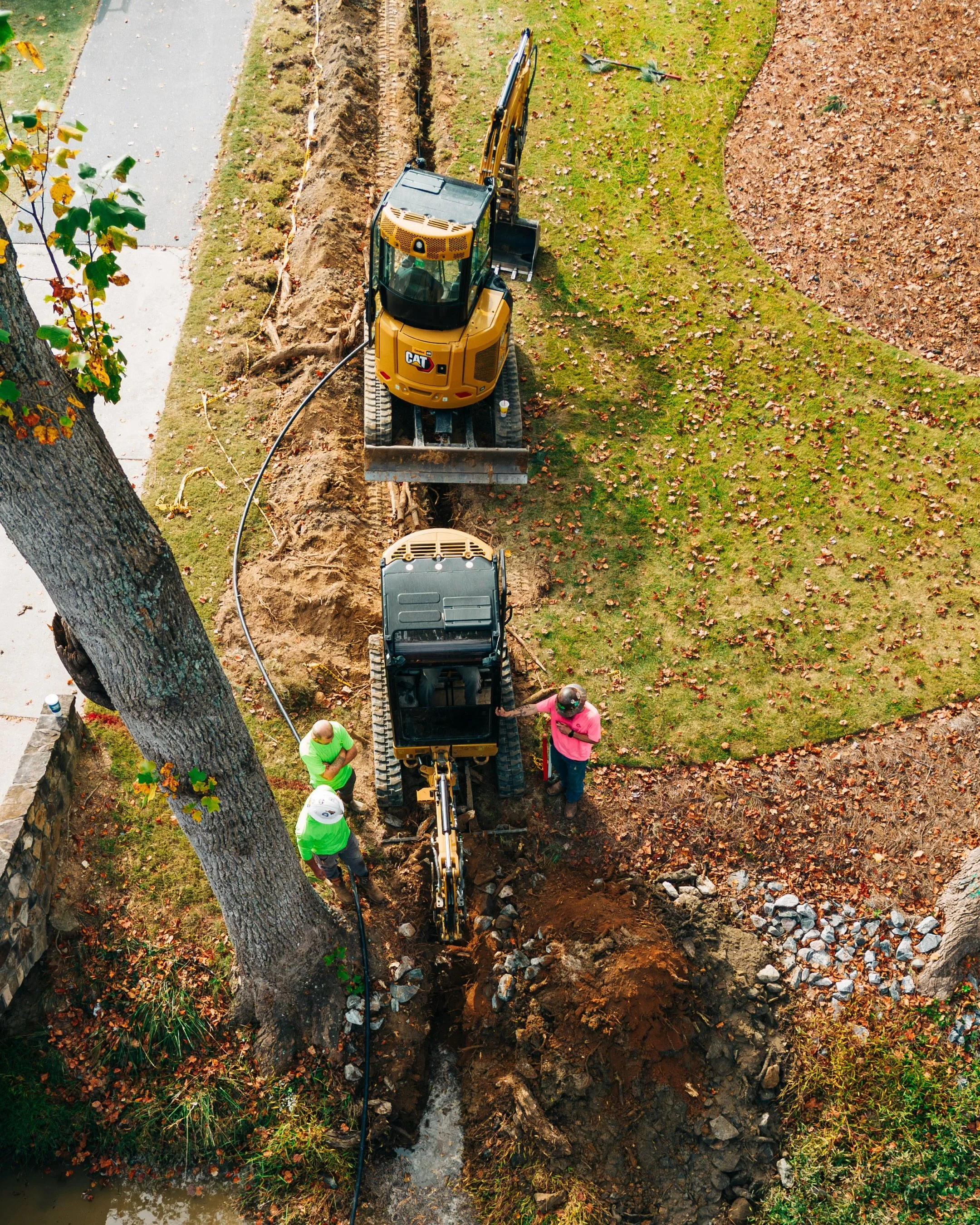 not a bad view of our current sewer situation. 

@sedgefield1926 👀

the nearest manhole is nearly 600&rsquo; away from our lift station. 

2&rsquo; deep trench all the way there.

one solid 1 1/4&rdquo; line from our lift station into a terracotta s