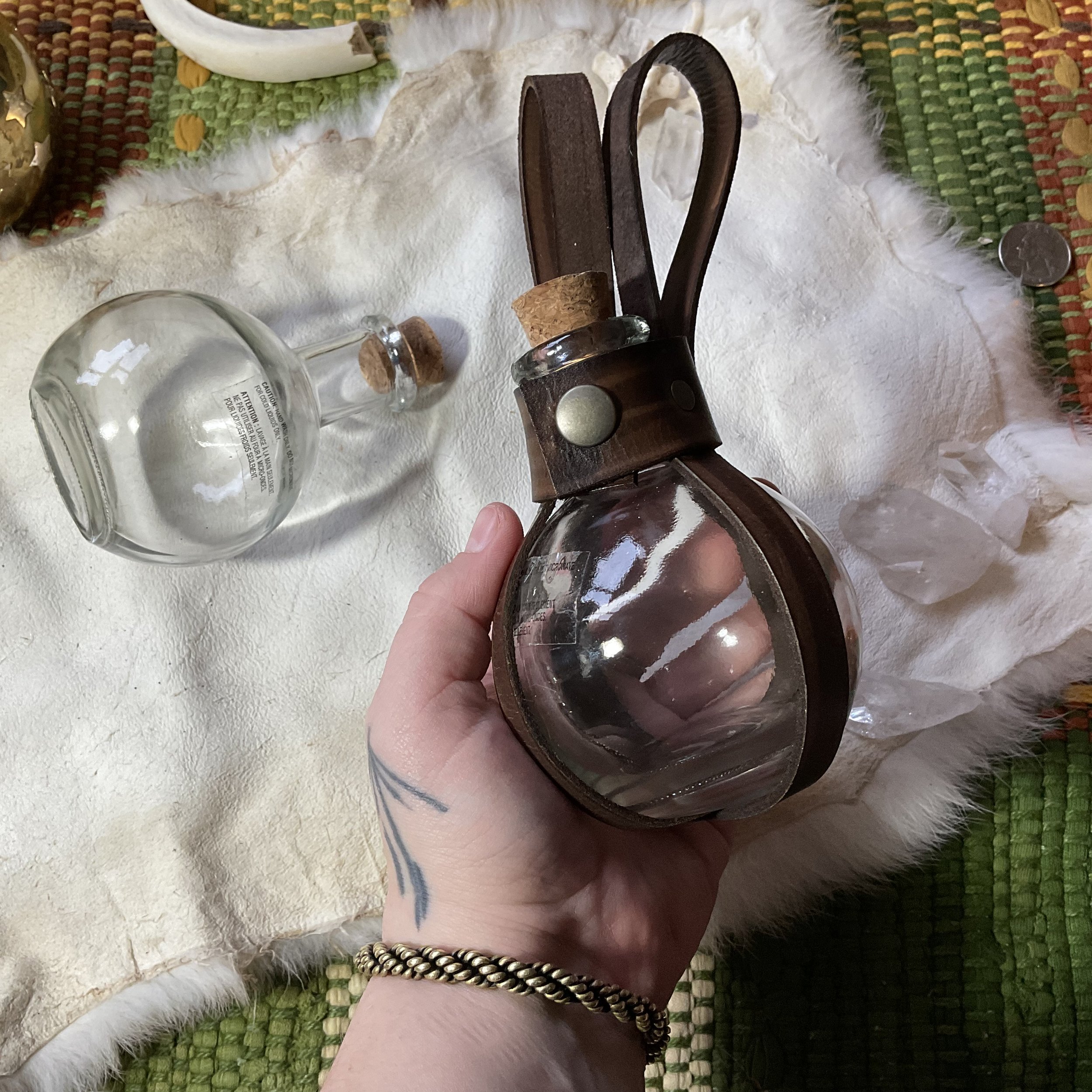Leather Bottle Holder - Brown