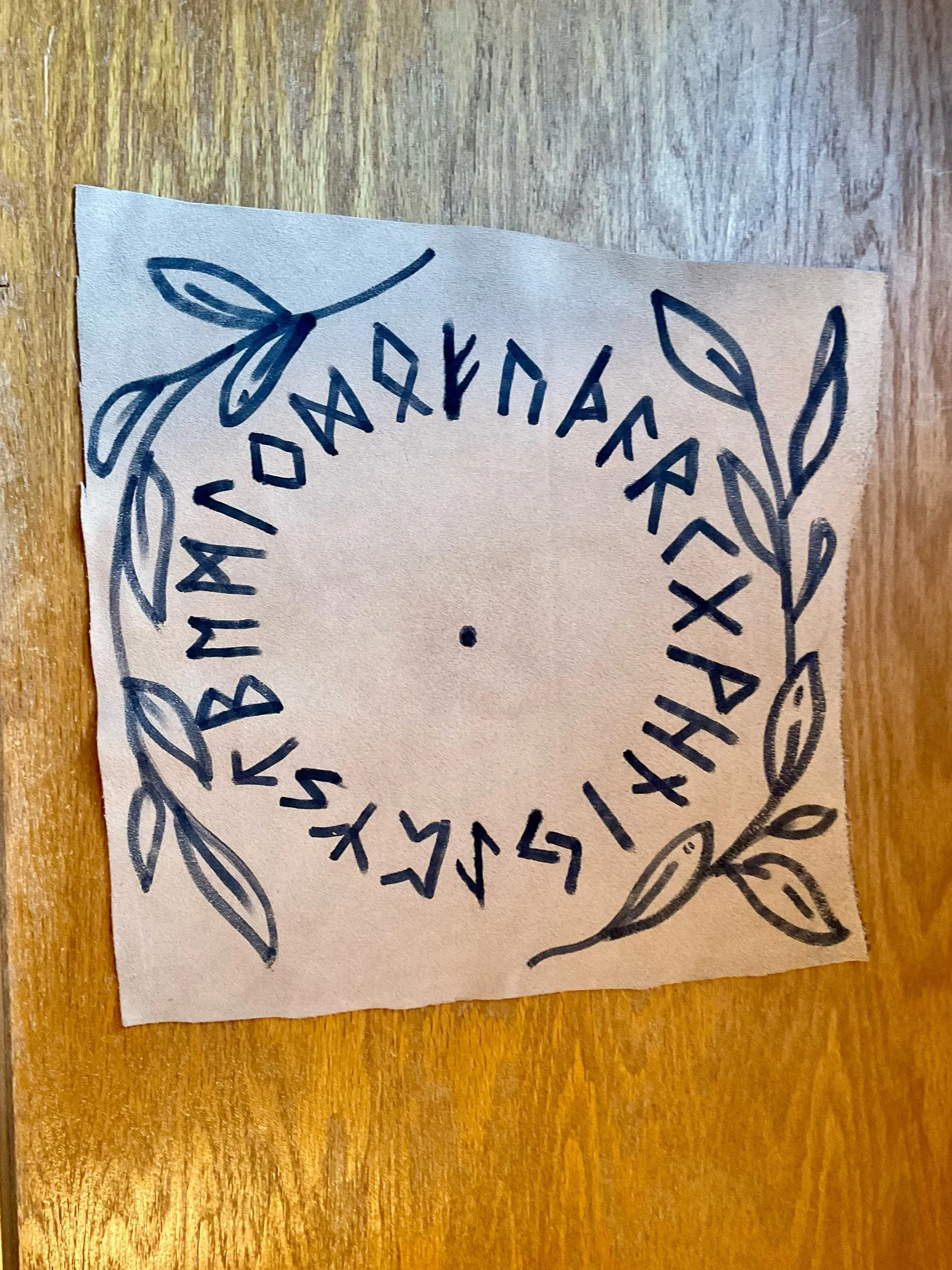 Elder Futhark with sprigs, suede