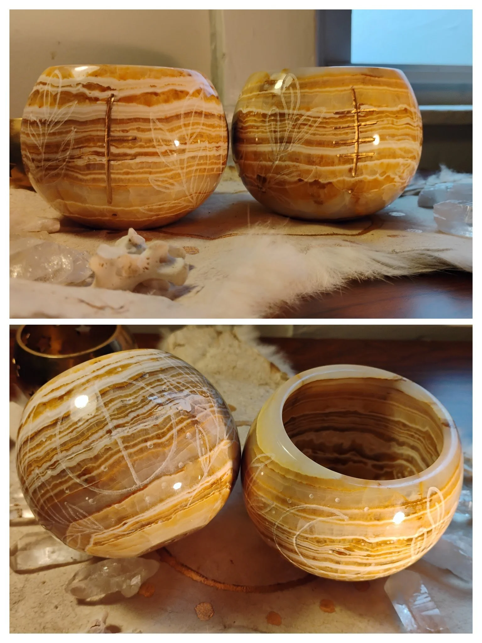 Solar Calcite Candle Holder