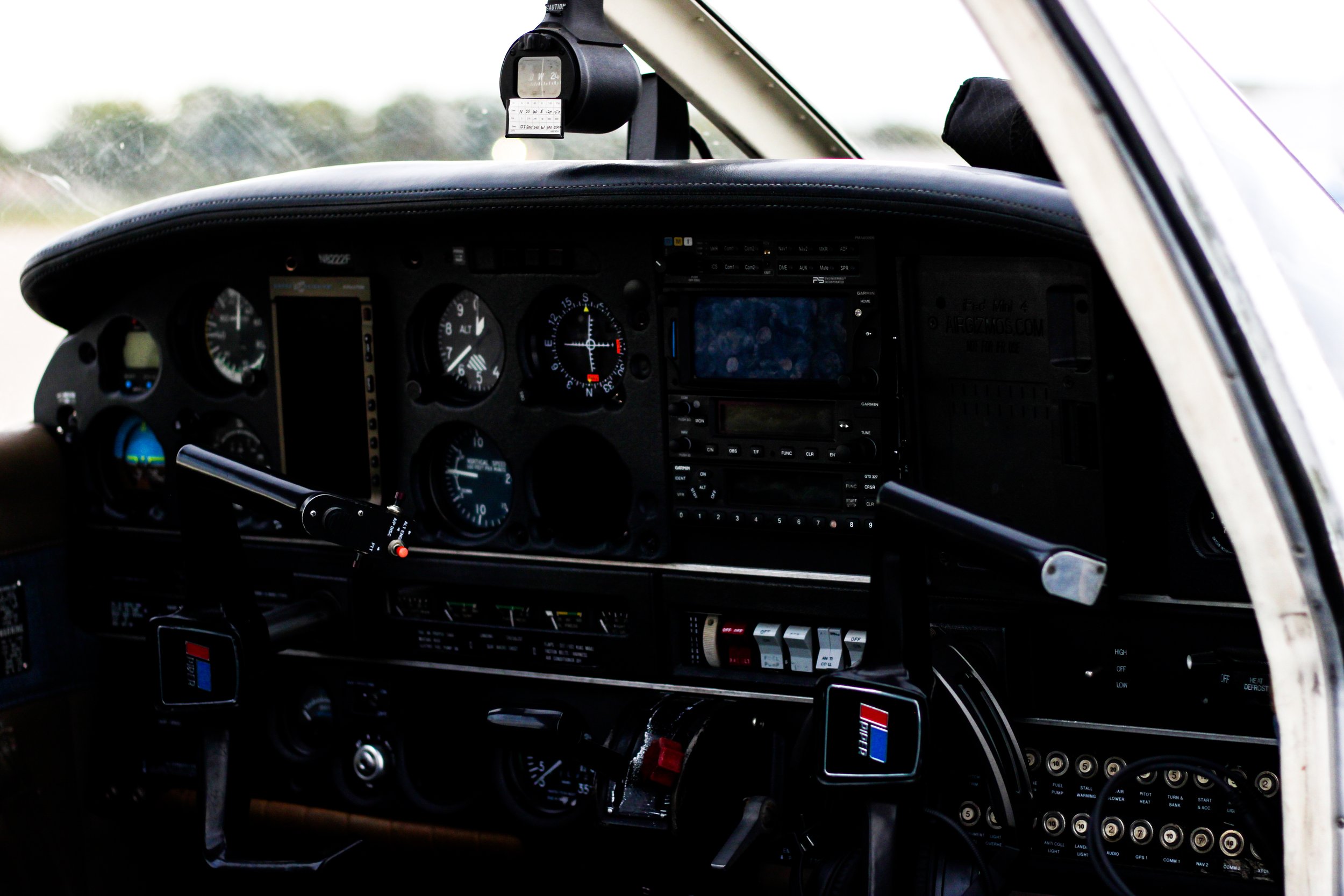 The cockpit controls of Travis Rudd's plane Oct. 18, 2023 in Jefferson City, Mo.