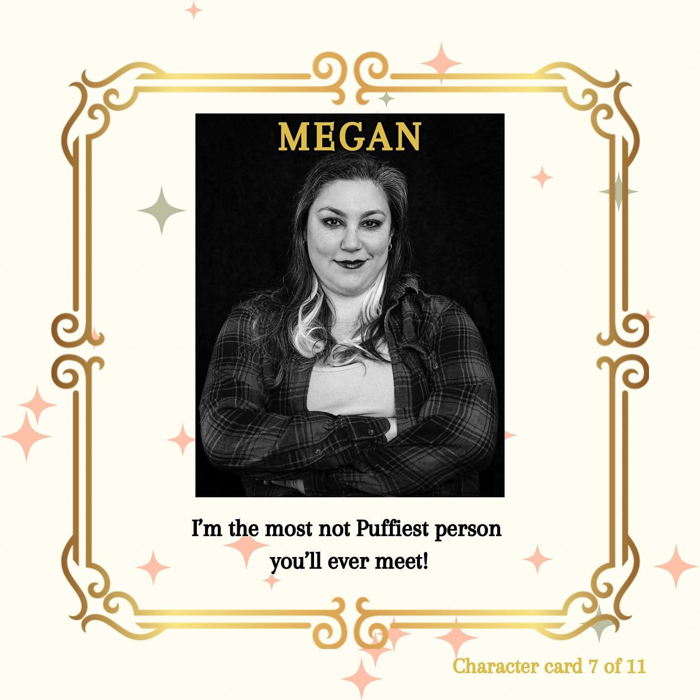 Lunchtime introductions! Meet our cast of PUFFS! Today we have @jlangley424 Jess L who plays Megan, our most reluctant Puff. Megan begins school trying to be anything BUT a Puff and that makes her quite lonely. Thankfully, the Puffs embrace her, ang