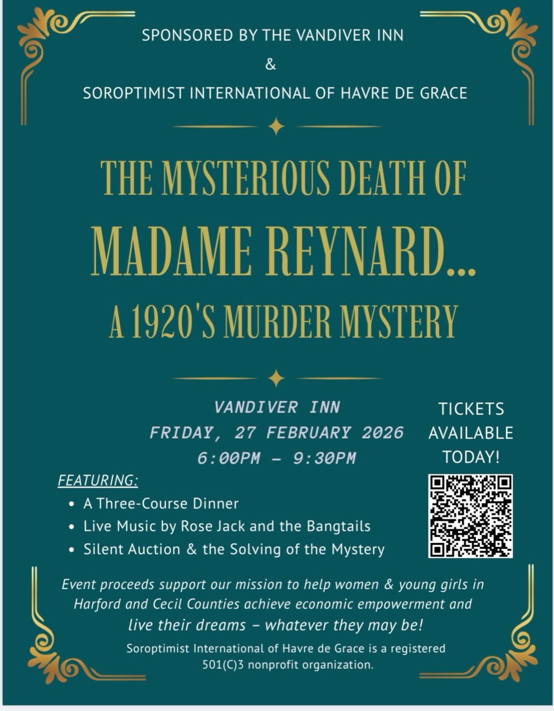 Rogue Swan and Rosie Jack join forces for the Soroptimists of Havre dr Grace! This fellow nonprofit focuses on empowering women and promoting education so that they can pursue their dreams! We are so thrilled to be part of their yearly fundraiser. Ge