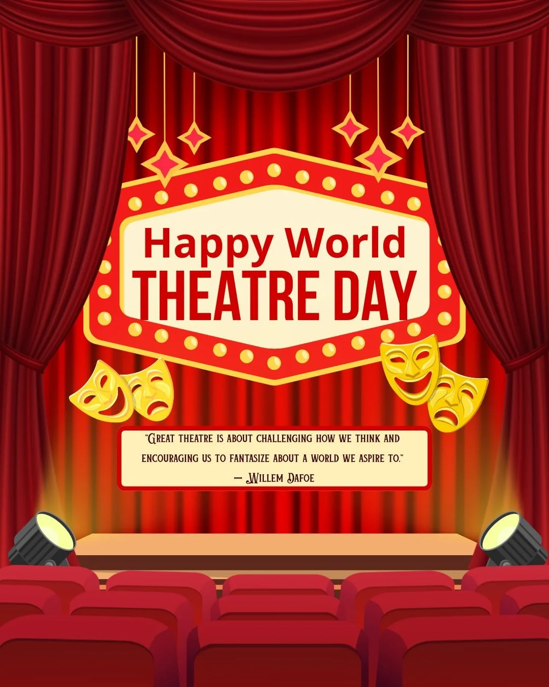 Happy World Theatre Day! The arts are ESSENTIAL and theatre brings together artists of all types. From actors and singers to musicians, scenic designers, costumers, prop artists, puppetry, digital art, dance, we could keep going on. A stage is a plac