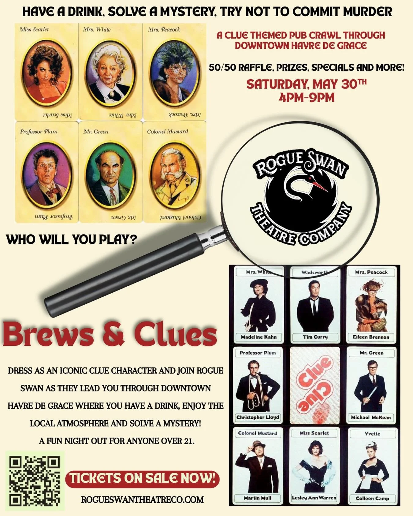 There&rsquo;s just ONE week left til our Brews &amp; Clues Pub Crawl!! If you haven&rsquo;t snagged your tickets yet, NOW is the time!

Assemble your squad, plot out your outfit, and bring your best detective skills straight to Havre de Grace NEXT Sa