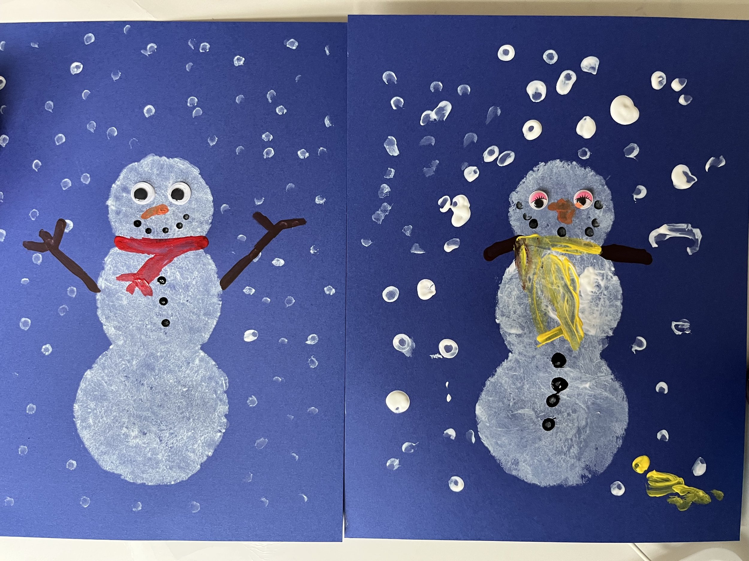 Cotton Ball Stamped Snowman Craft - Our Kid Things