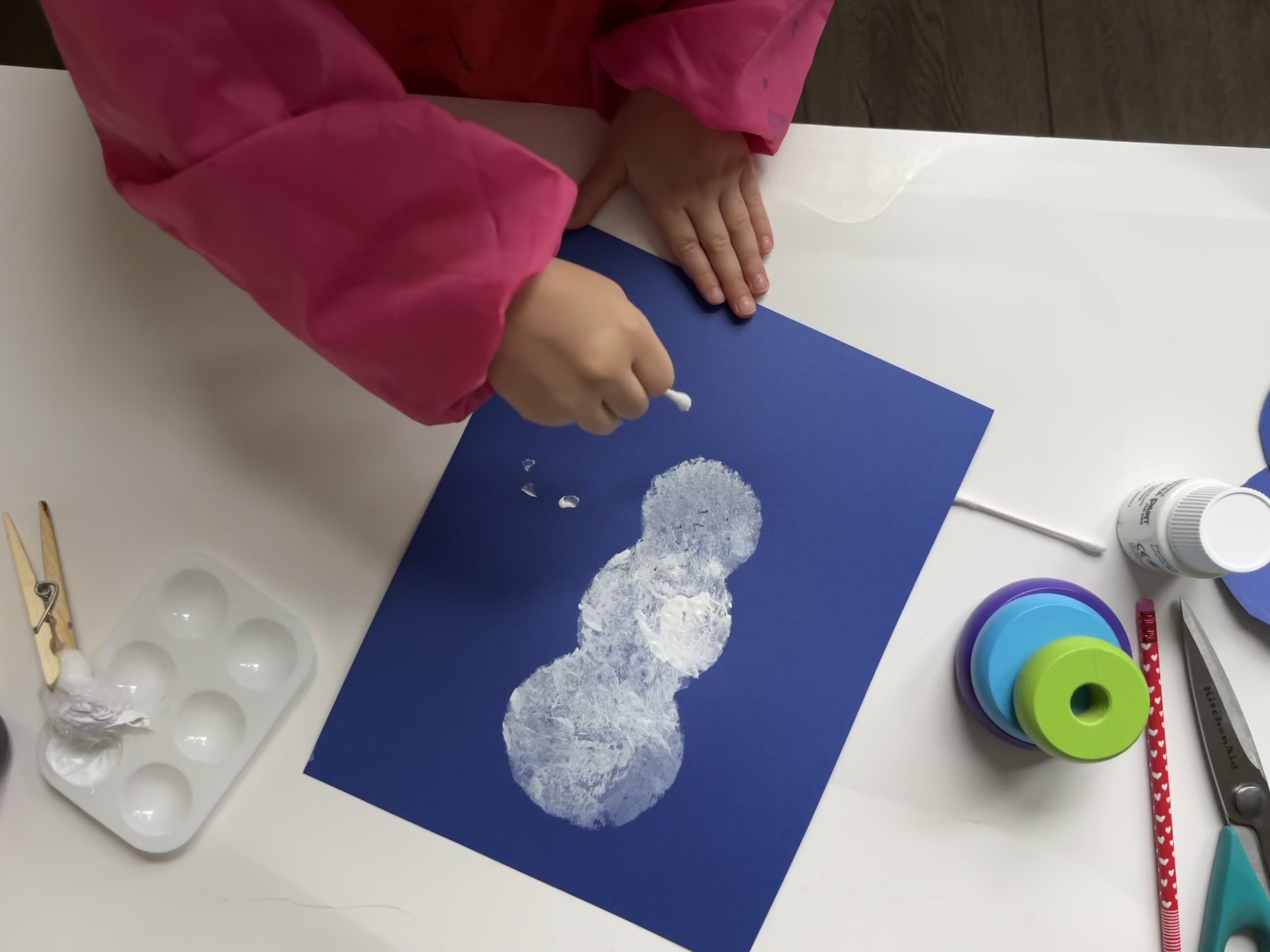 Cotton Ball Snowman Art - Friends Art Lab