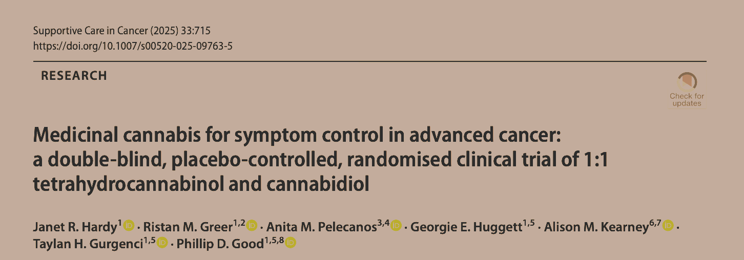 Cannabis medicinal para el control de síntomas en cáncer avanzado: un ensayo clínico aleatorizado, doble ciego y controlado con placebo de tetrahidrocannabinol y cannabidiol 1:1.