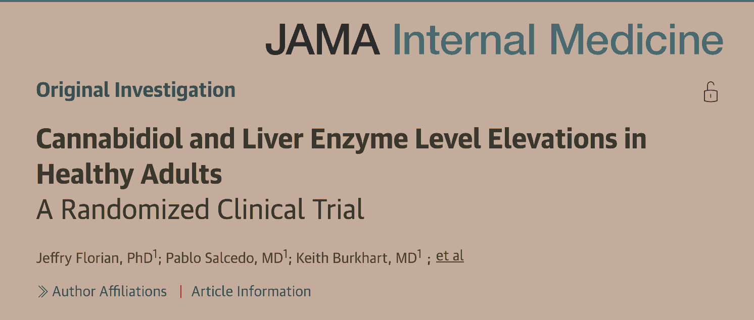 Elevación de los niveles de cannabidiol y enzimas hepáticas en adultos sanos