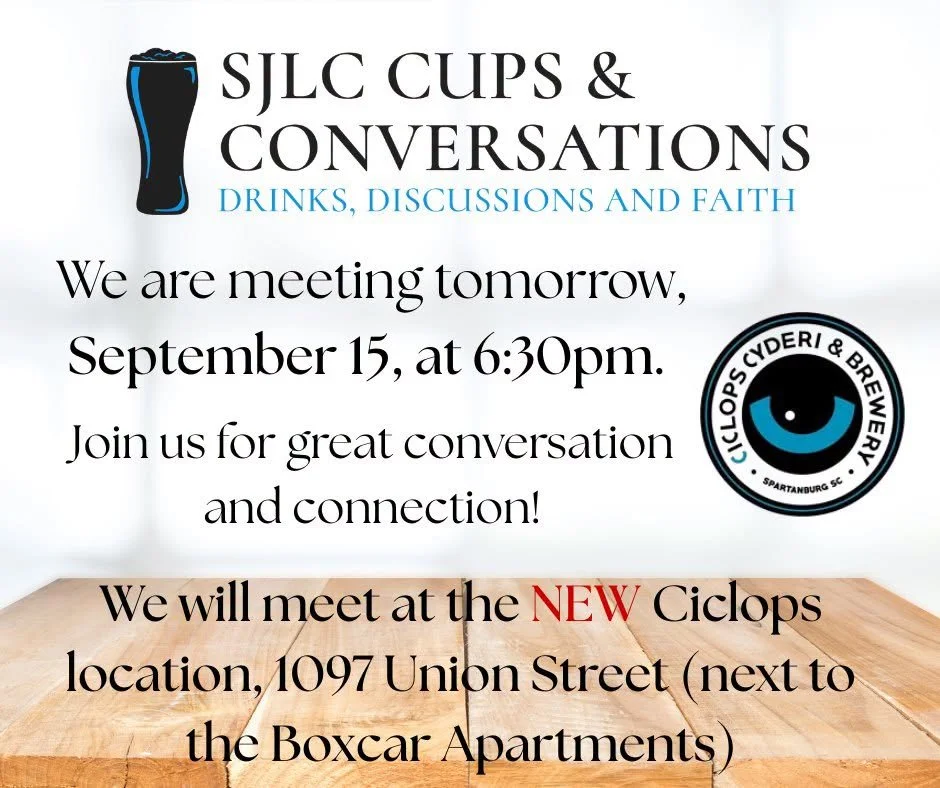 Cups and Conversations meets on the 3rd Tuesday each month at the new Ciclops Cyderi and Brewery, 1097 Union Street.