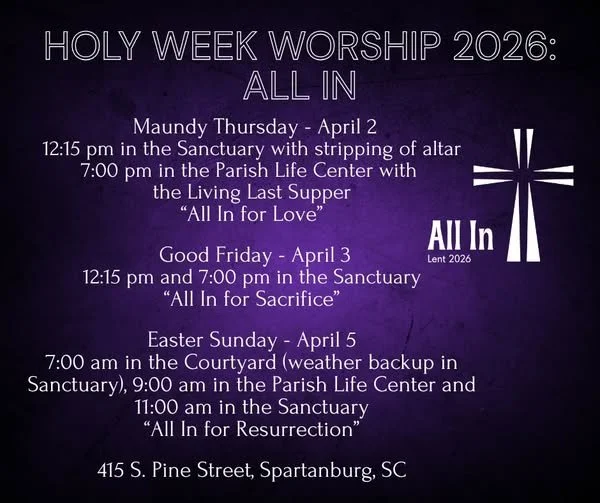 All services will be live steamed via YouTube.  Click for details and bulletins. 