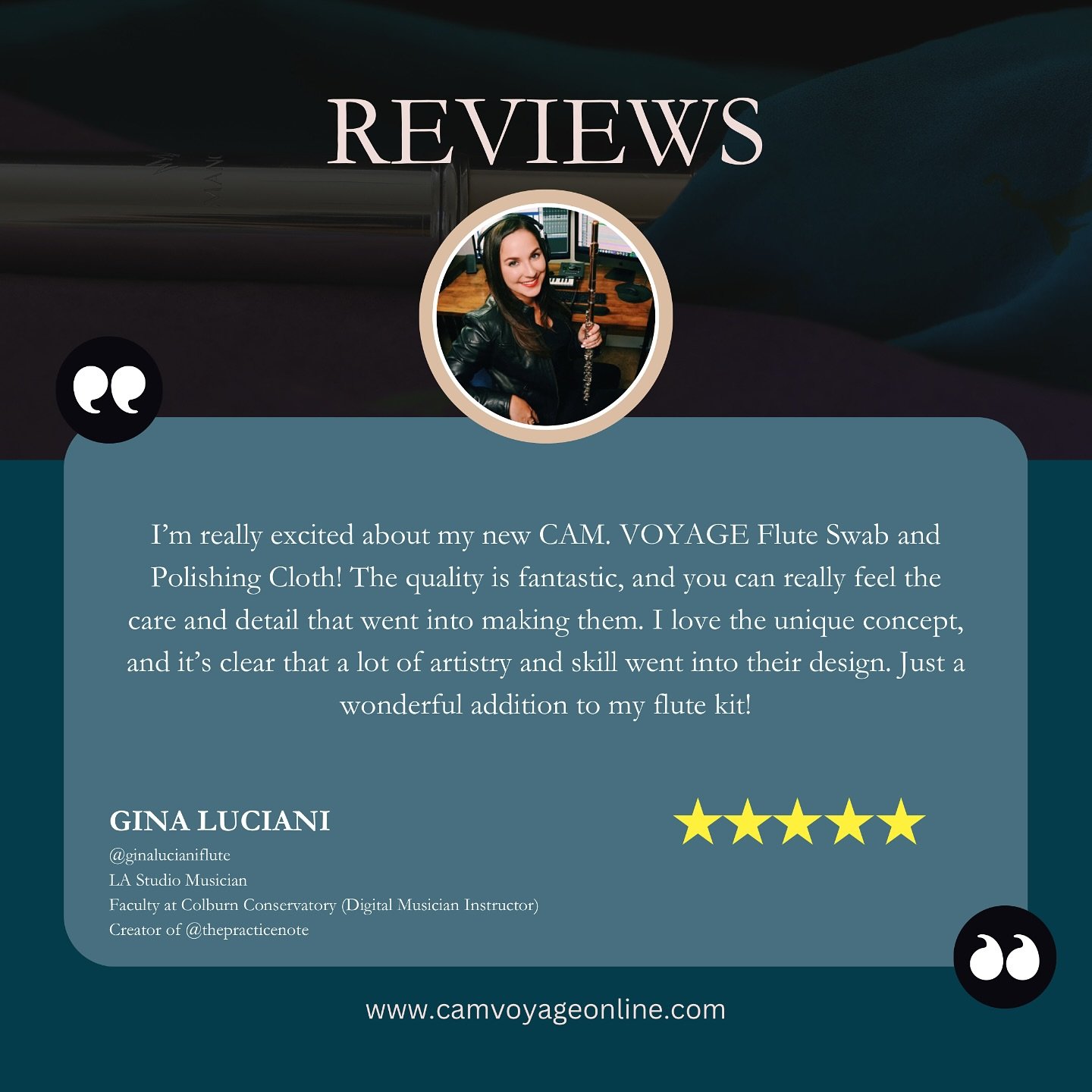 Happy Wednesday, Hump Day!

Treat your flute EGGstra special this #Easter by building your own Bundle #FluteCare

Thank you @ginalucianiflute so much for your review and kind words!

&ldquo;I&rsquo;m really excited about my new CAM. VOYAGE Flute Swab