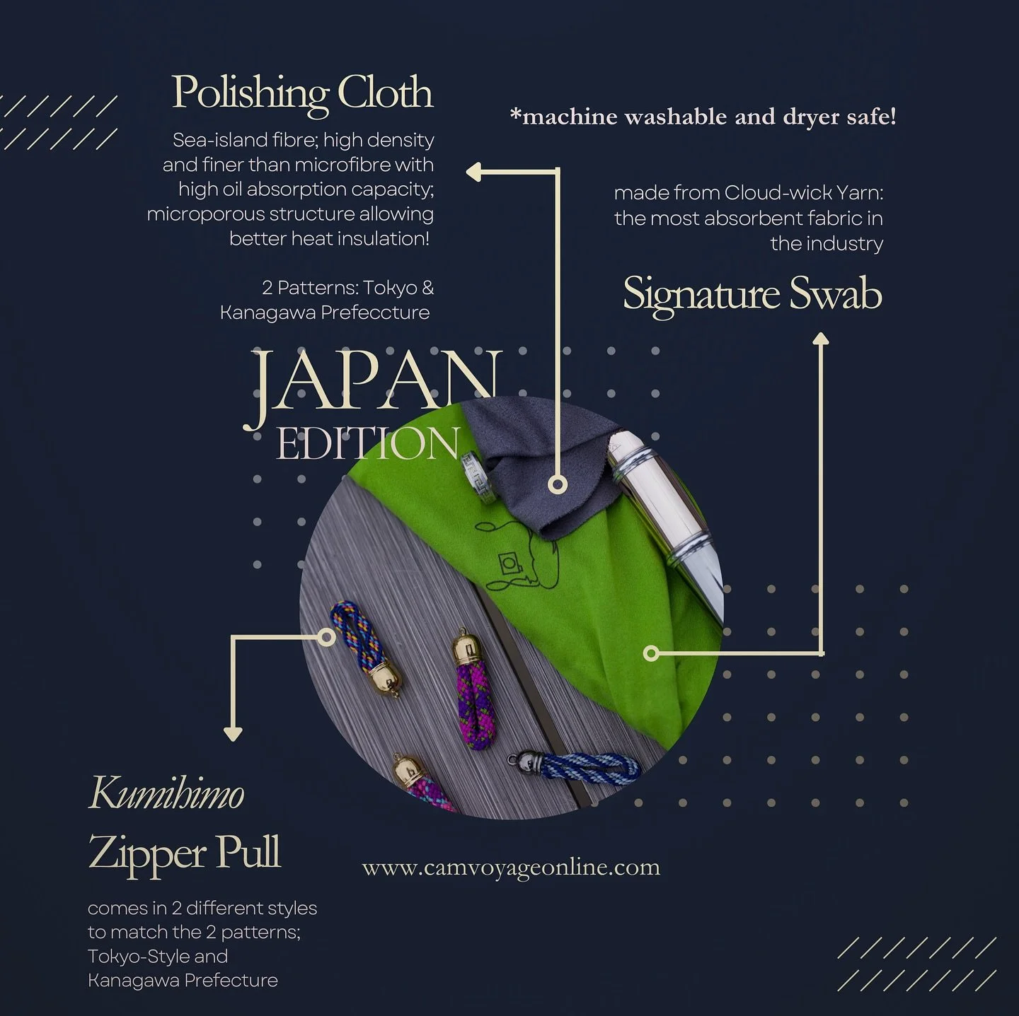 Curious as to what makes our Japan Collection special?

〆 sea-island fibre - higher density and finer than microfibre
〆 high oil absorption capacity = no more greasy/sweaty fingerprints, only shiny flute
〆 microporous structure allowing better heat i