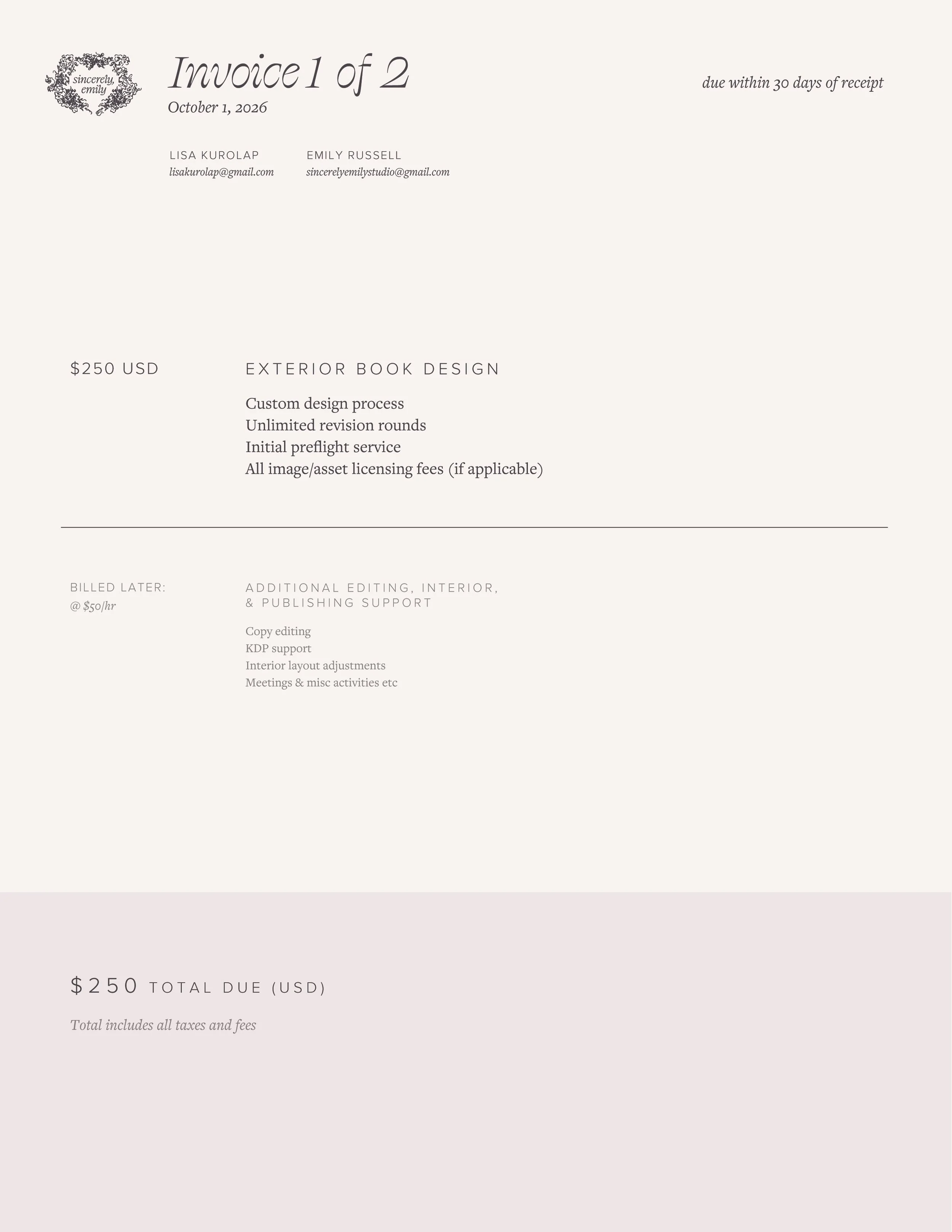 Interlude: Invoice 1