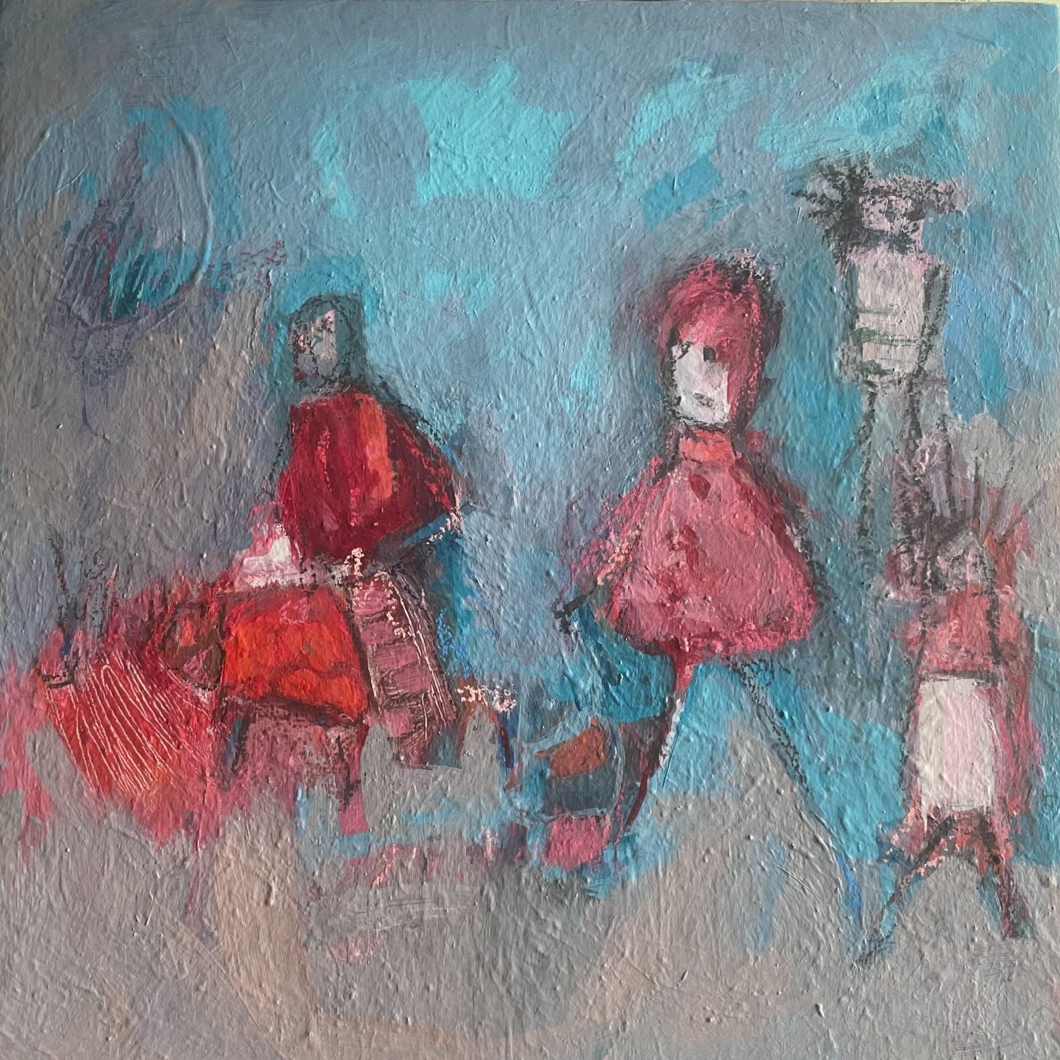 2024 original acrylic on canvas "Reciting Desiderata Walking The Dog " 30cm x 30cm framed. Contact me by email. Price 450euro