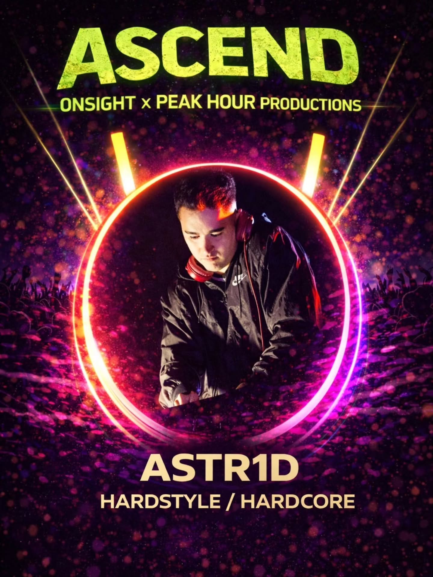 ASCEND brings you ASTR1D with @peakhourproductions 😎

ASTR1D has been behind the decks for a few years, bringing high energy and a love for the harder side of electronic dance music.

Inspired by artists like Darren Styles, Vortek&rsquo;s, and David