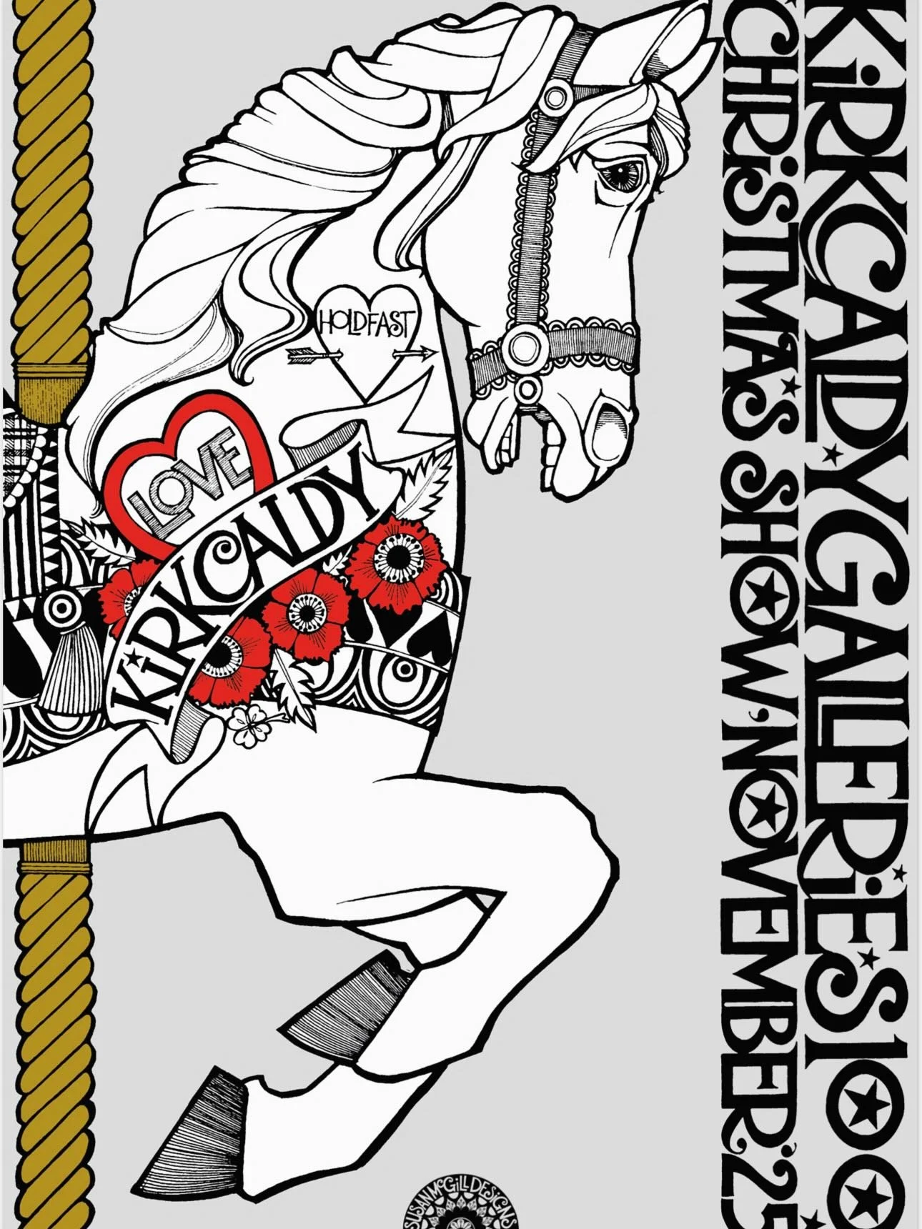 ✨Christmas Exhibition Poster
Thought it was about time we produced a Christmas Show Poster. This poster was created specially to celebrate our home town of Kirkcaldy and Kirkcaldy Galleries 100th Birthday. Inspired by the images of a Hobby horse on a