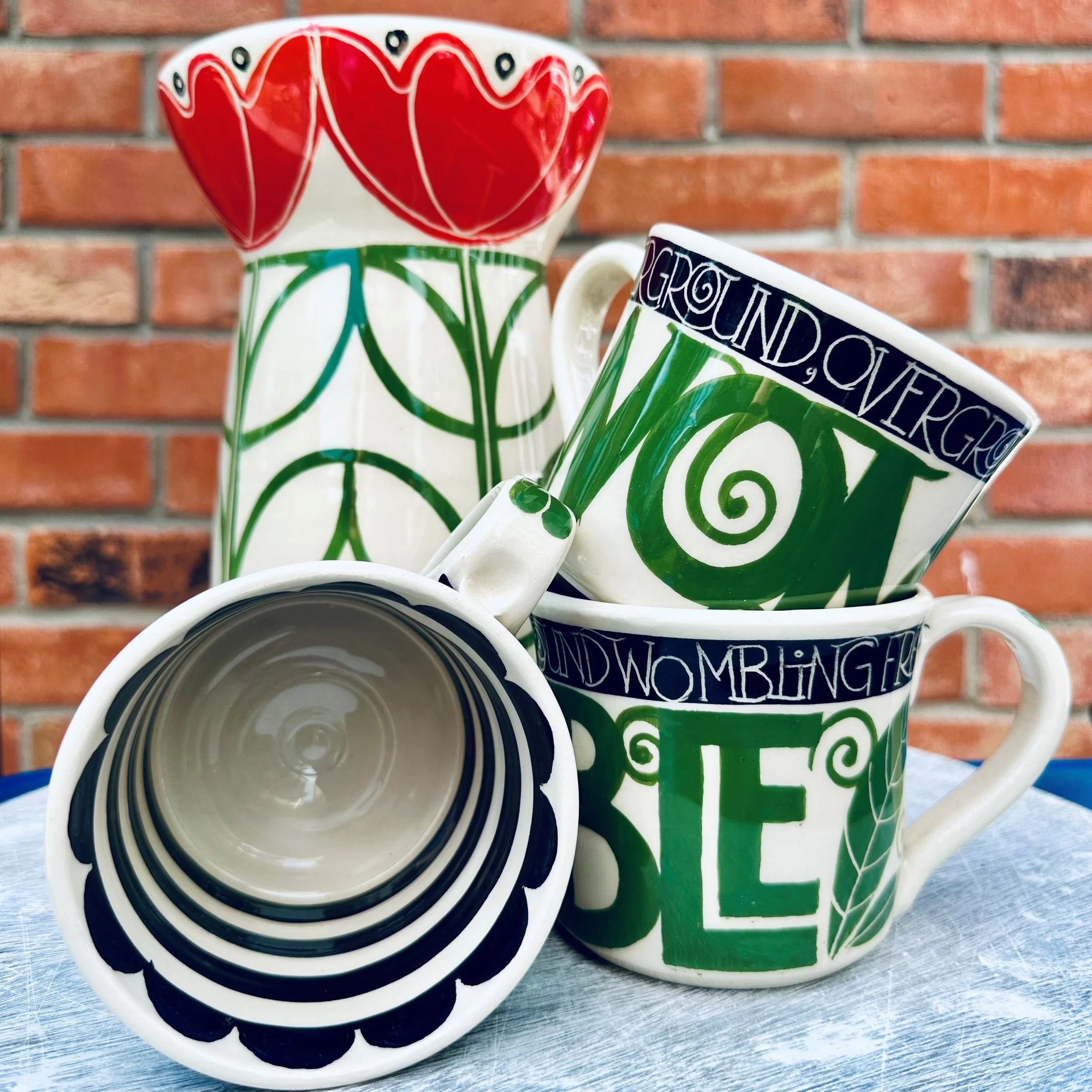 Wombles mugs and rose candlestick.jpg