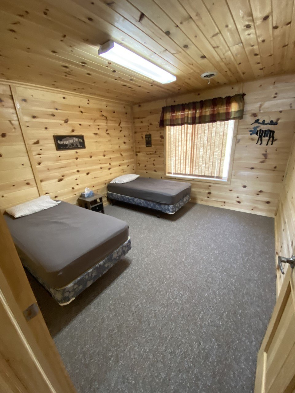 One of the bedrooms in Cabin 1 at Sowden