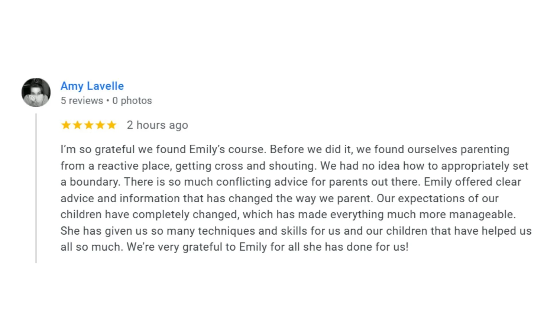 Emily Hughes Parenting Expert Testimonial