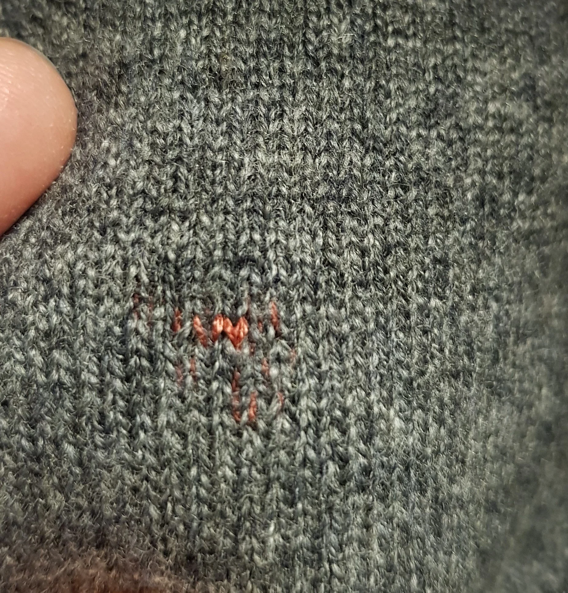 swiss darning (the red thread!)