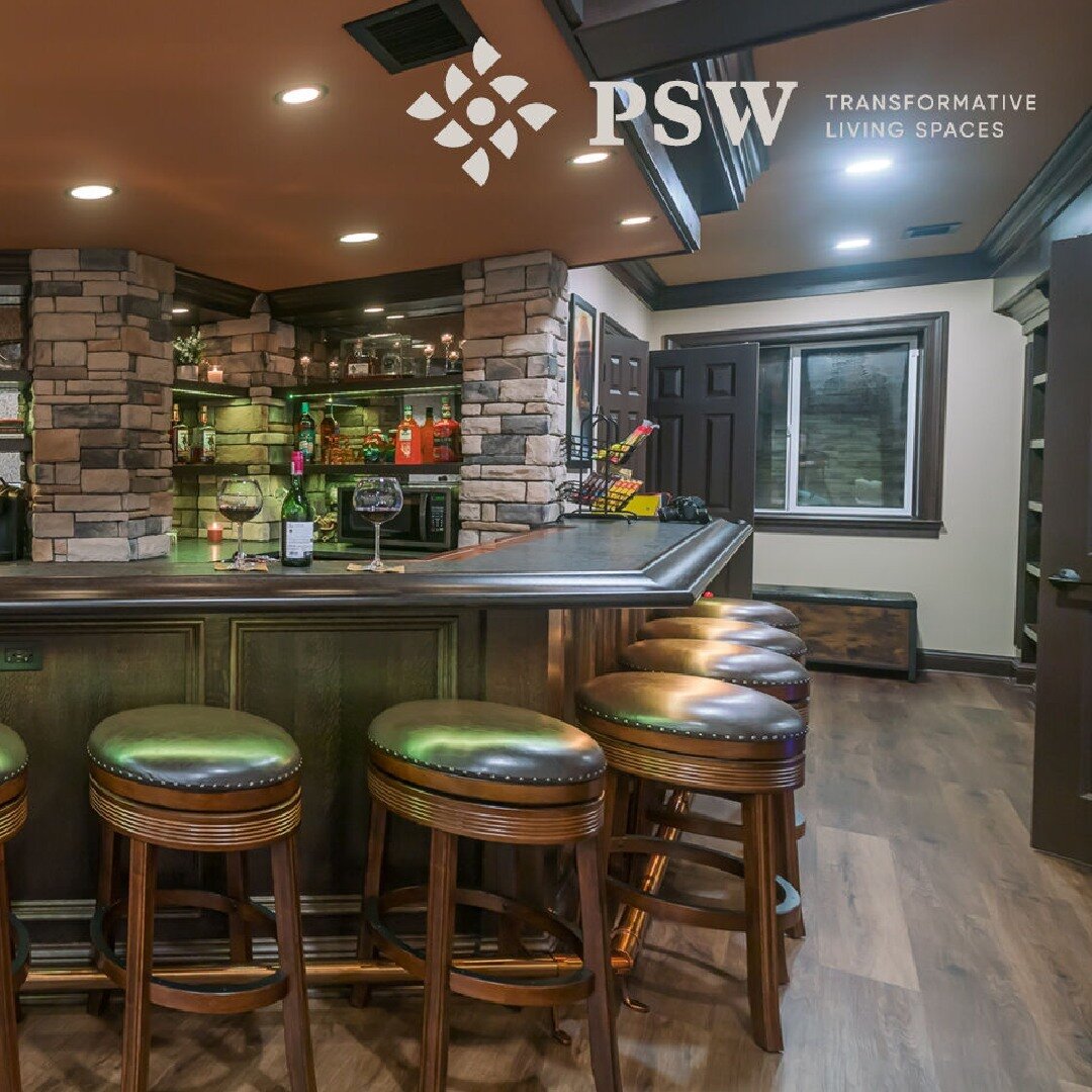 PSW, in partnership with @DaumContracting and Artisan Custom Woodwork, completed this residential construction project creating a beautiful and functional finished basement with immaculate custom woodwork.