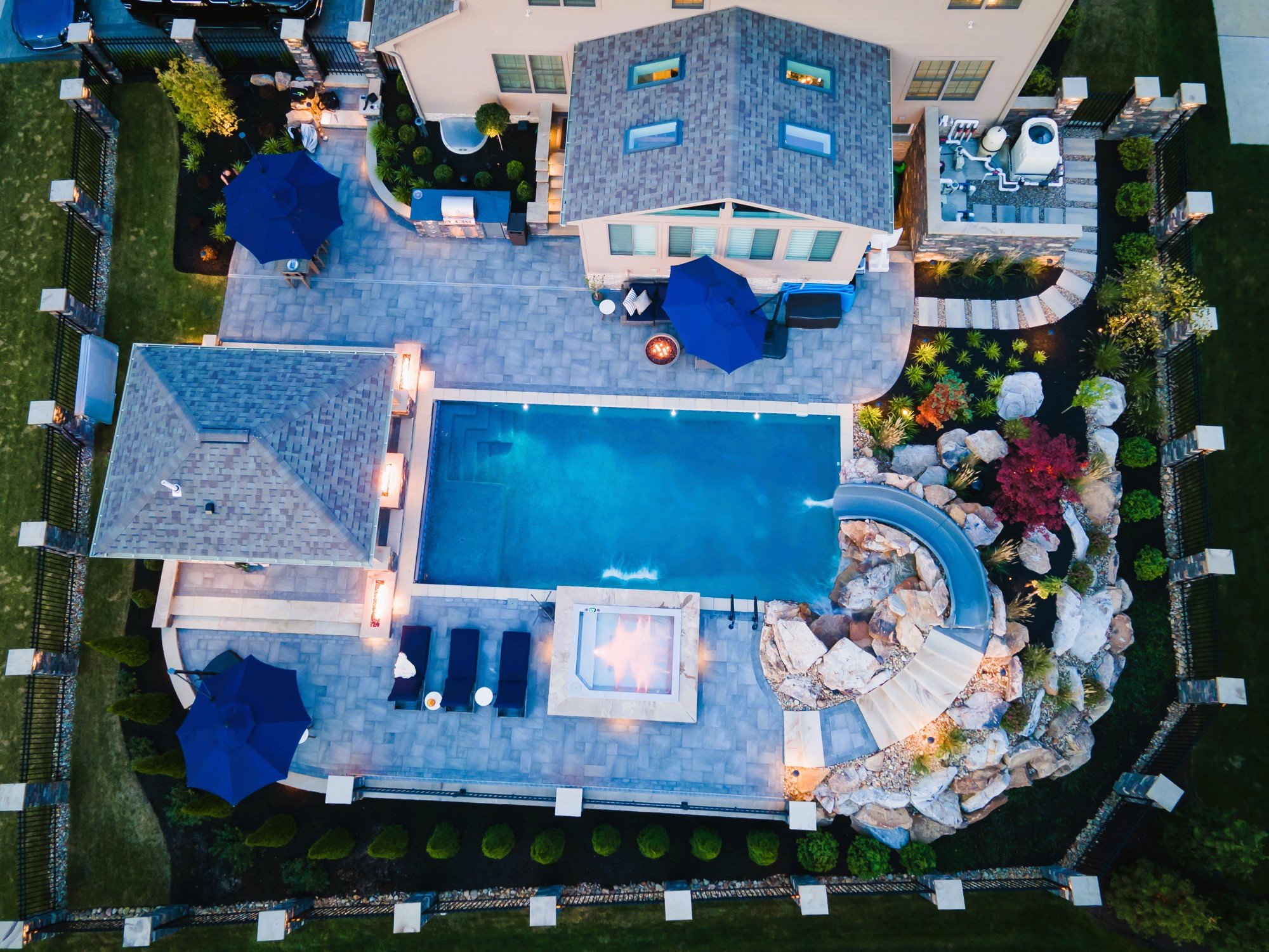 Overhead Shot of Complete Backyard Resort