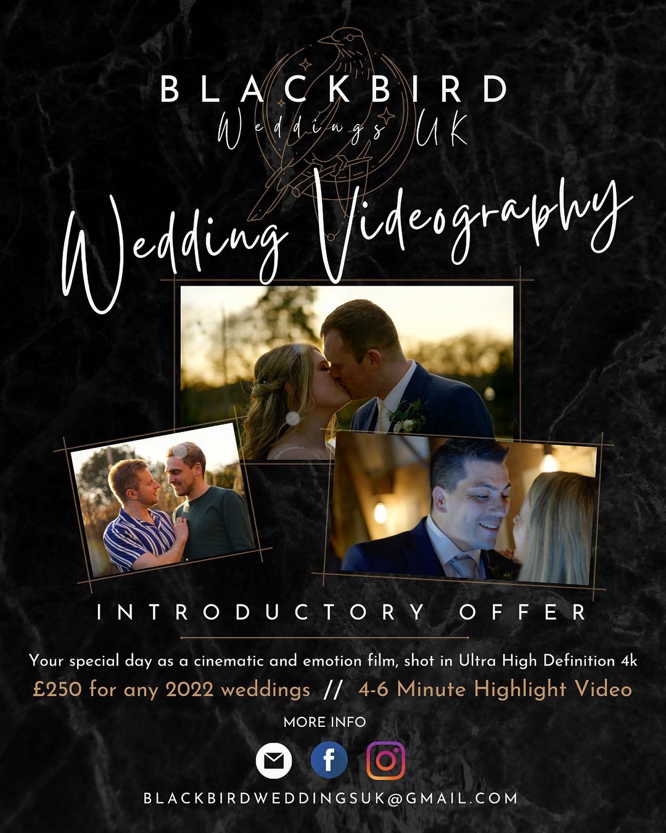 ✨&pound;250 Wedding Films✨

💒 We&rsquo;re running a special introductory offer on wedding videography 

🗣 Get in touch for more info! 

📧 blackbirdweddingsuk@gmail.com
.
.
.
.
.
#wedding #weddingvideography #videography #weddinginspiration #weddin