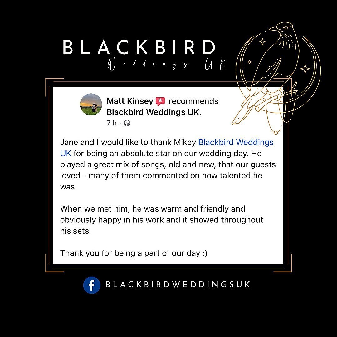Some lovely feedback from the equally lovely Jane &amp; Matt! 
.
It was a pleasure to provide live music for these guys for their amazing wedding recently. A beautiful marquee in the middle of the Lancashire countryside. Perfect! 💒🎸