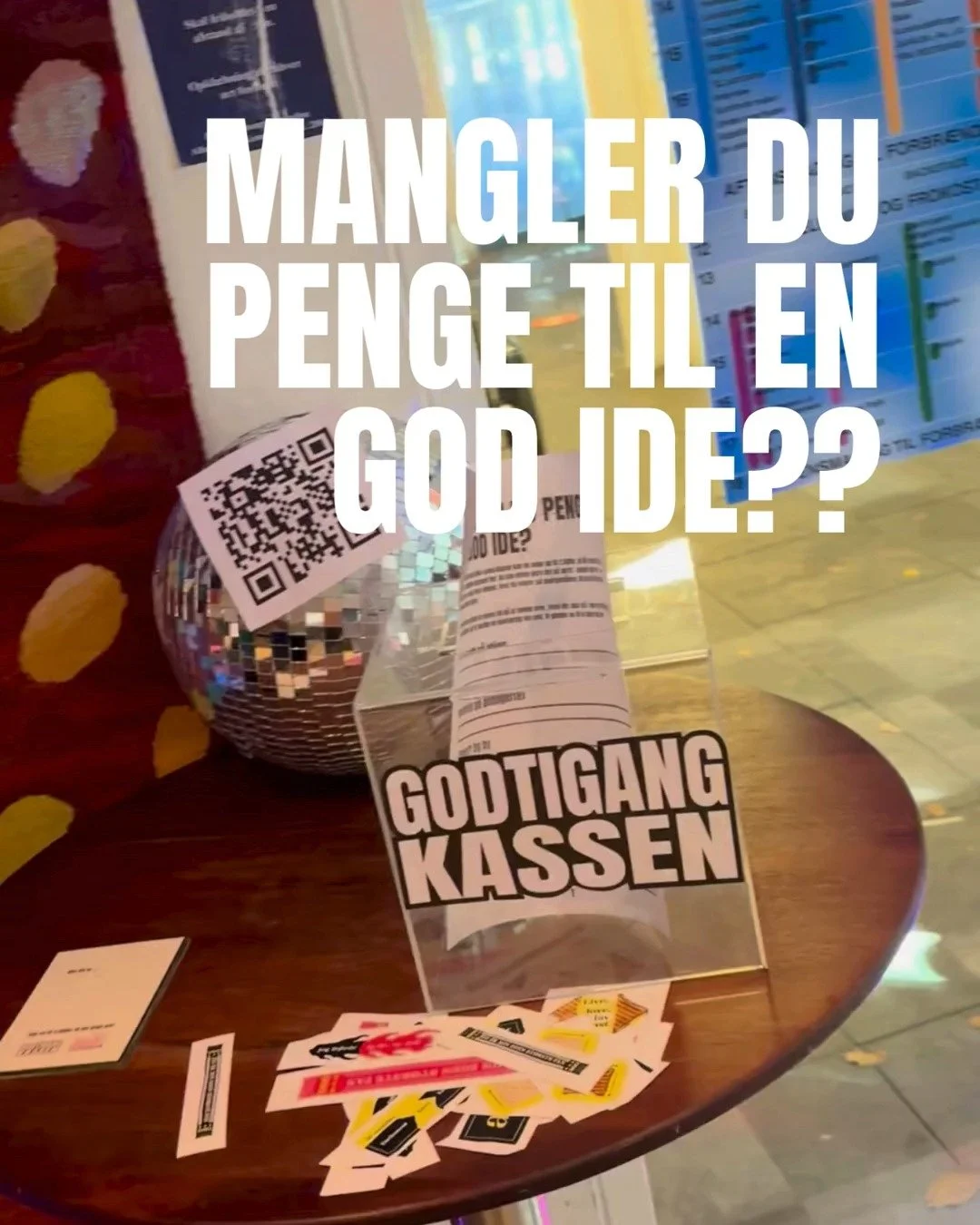 S&Oslash;G 2.500 KR. TIL DIN IDE!! Du kan stadig n&aring; at s&oslash;ge @ungdomsbureauet Godt-i-gang-kassen til din id&eacute; og f&aring; op til 2.500 kr. 
Find ans&oslash;gningsskema i bio - det er super simpelt og lynhurtigt at s&oslash;ge. 
Dead